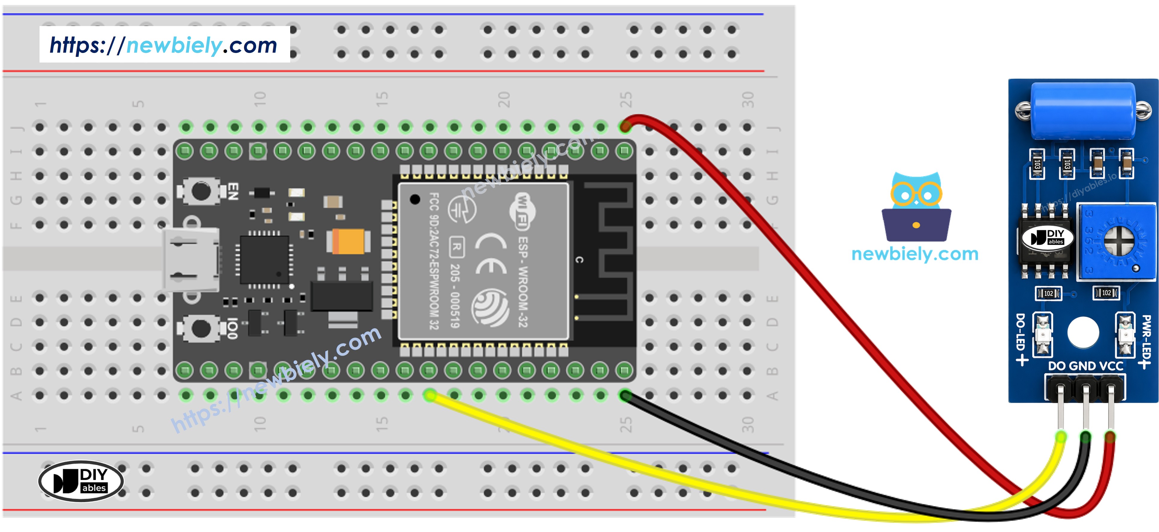 Schéma de Câblage ESP32 MicroPython Capteur de Vibration SW-420
