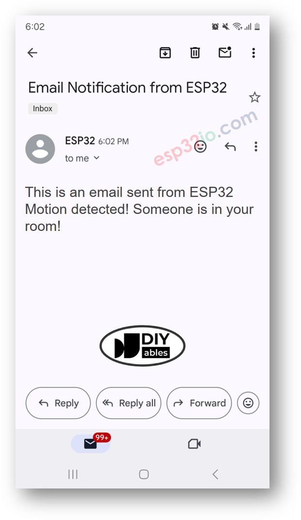 ESP32 détecteur de mouvement email