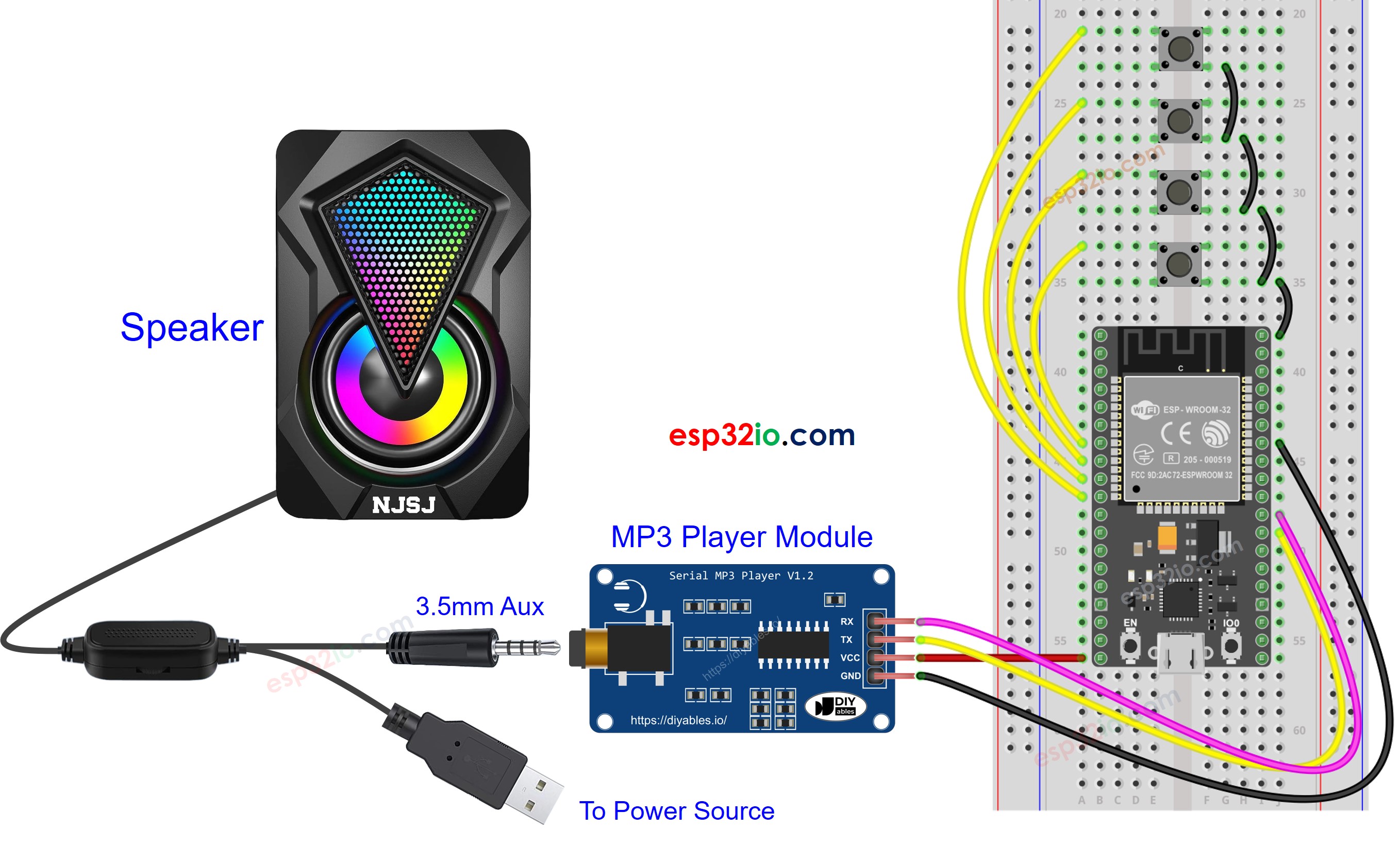 Schéma de câblage du haut-parleur lecteur MP3 ESP32
