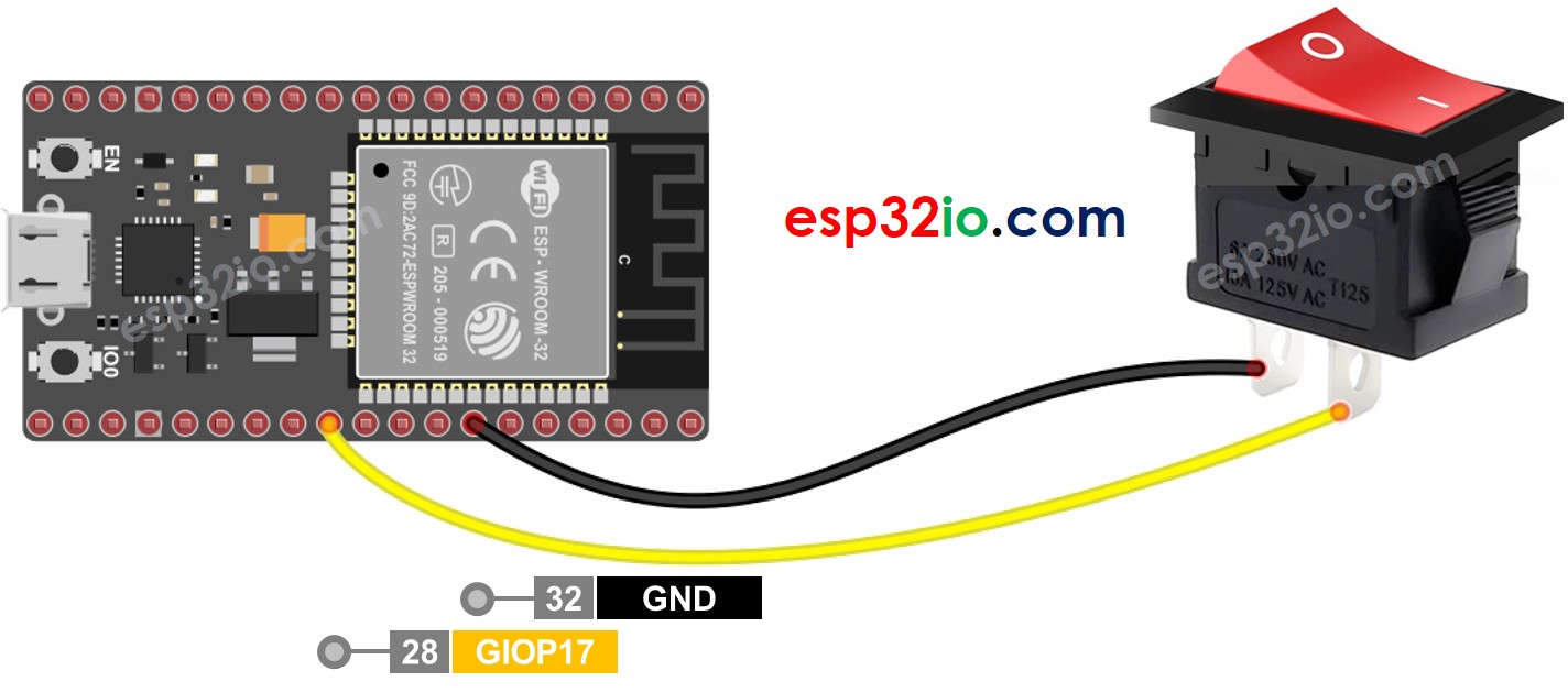 Schéma de câblage de l'interrupteur marche/arrêt ESP32