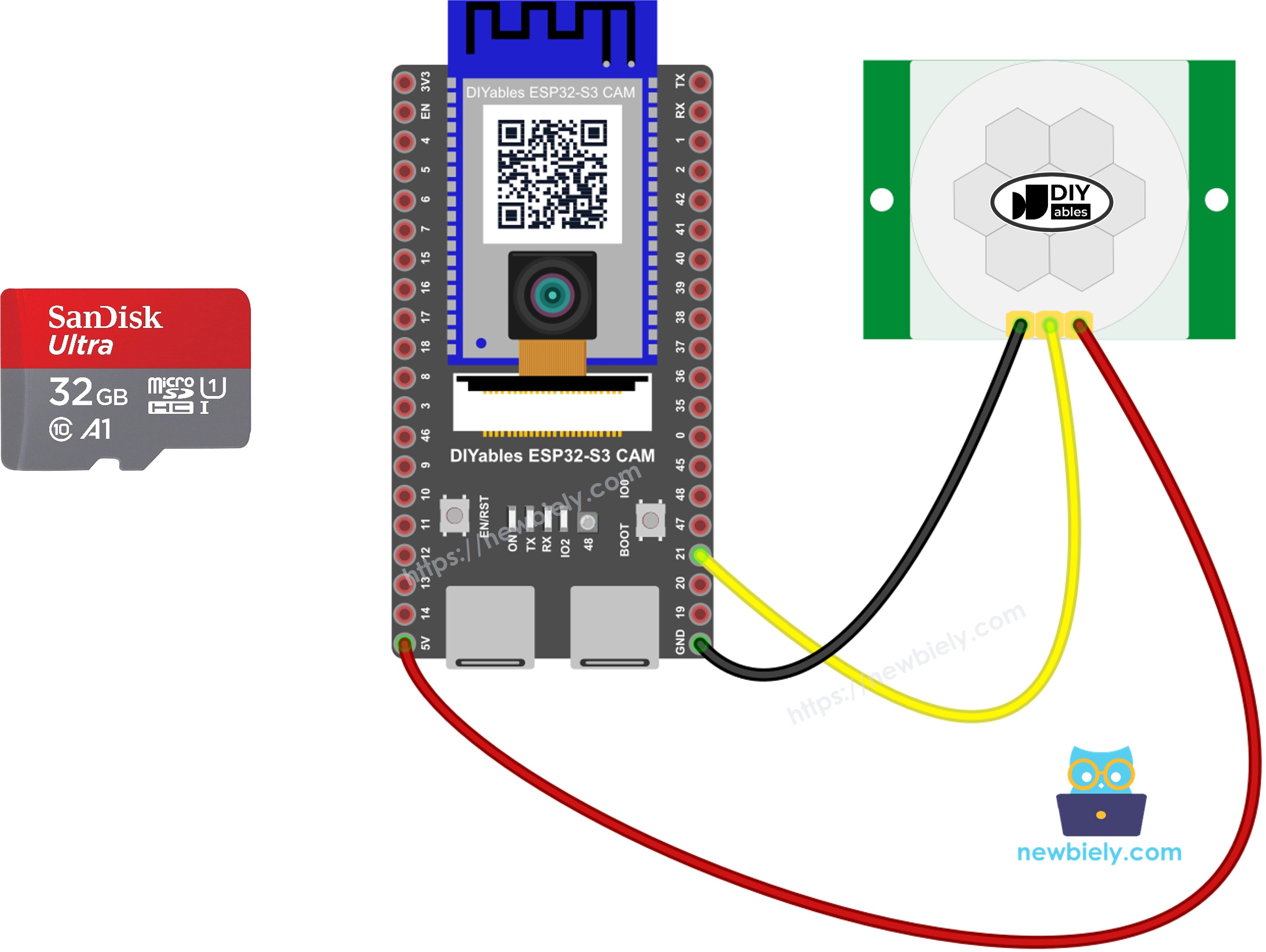 ESP32 S3 PIR Motion Sensor Wiring Diagram