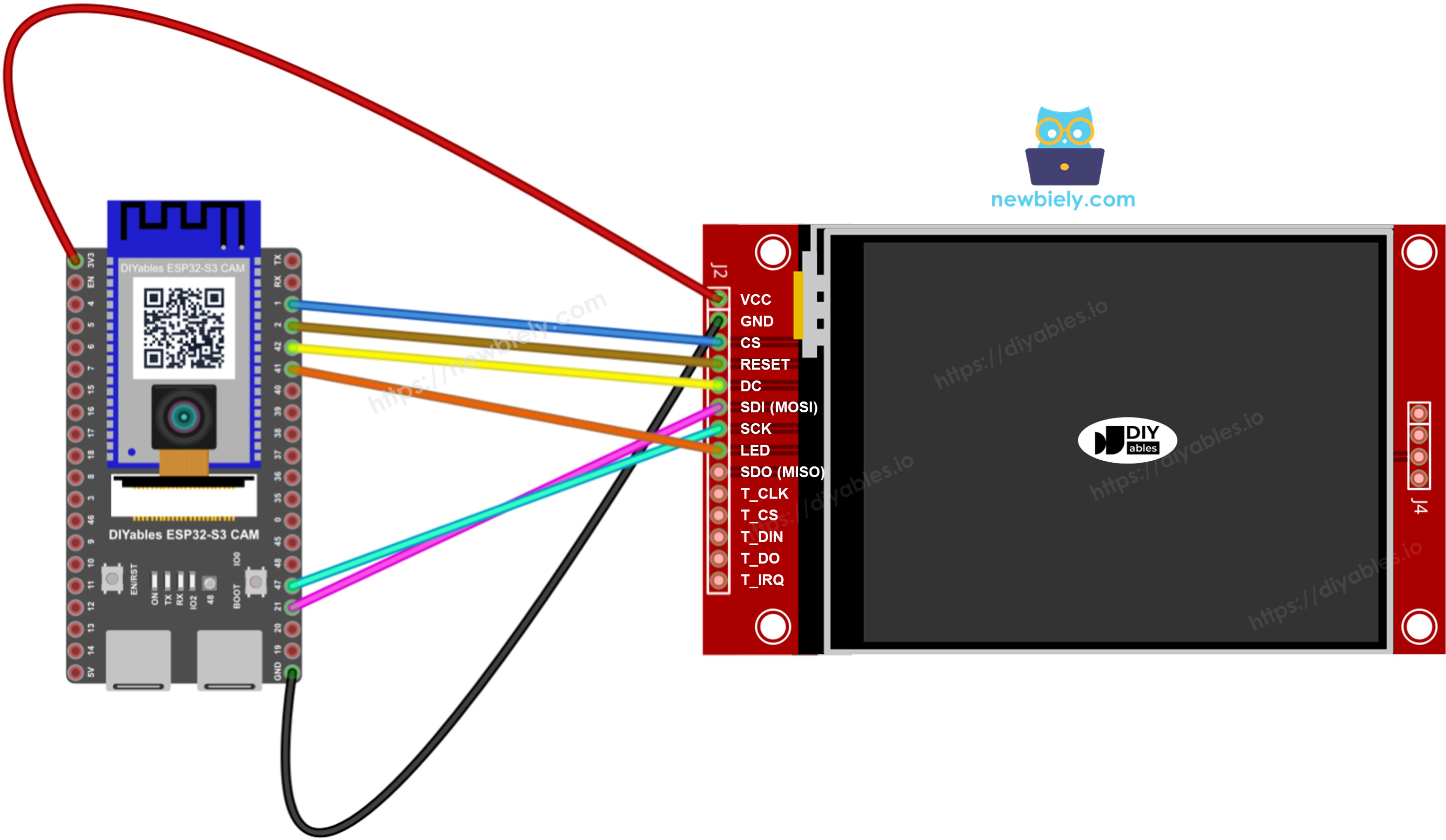 ESP32 S3 TFT Display Wiring Diagram
