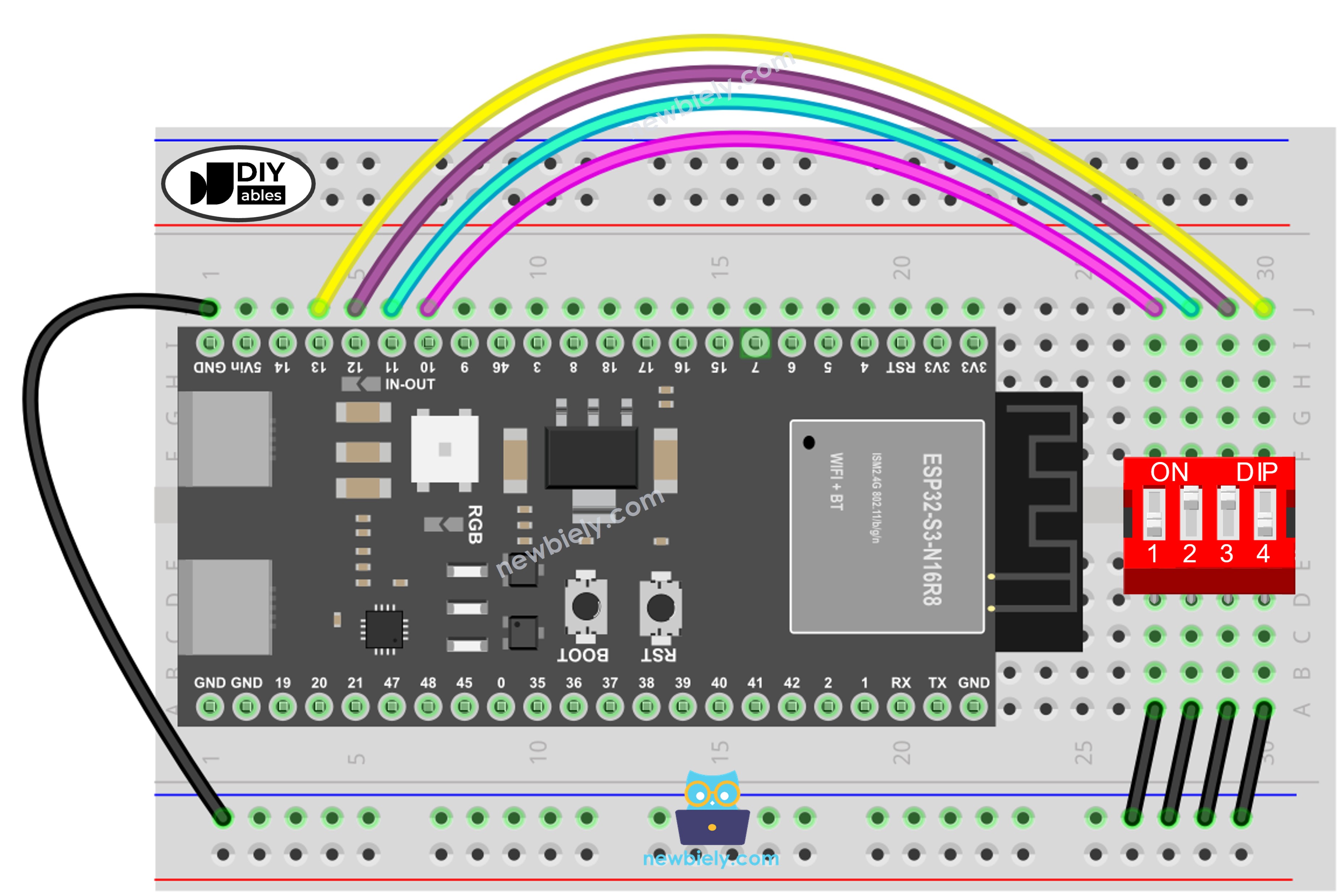 ESP32 S3 DIP switch Wiring Diagram