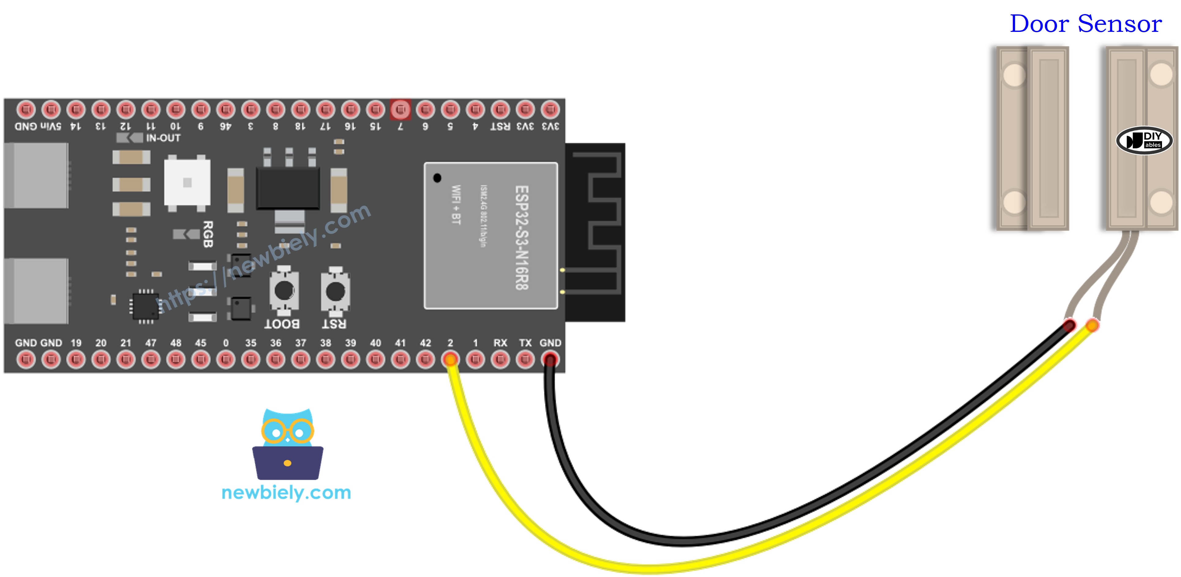 Schéma de Câblage Capteur de Porte ESP32 S3
