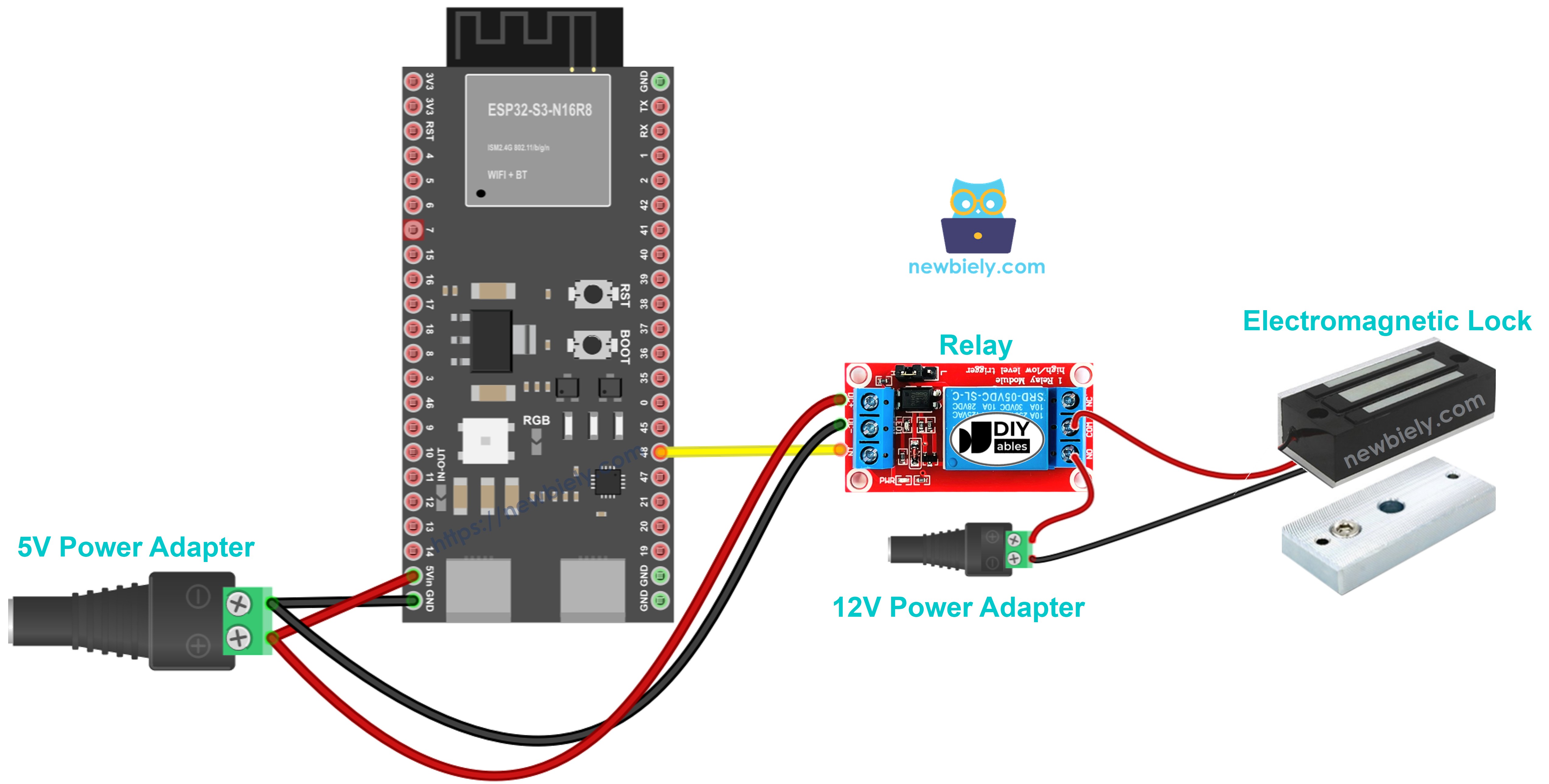 ESP32 S3 Electromagnetic Lock Wiring Diagram