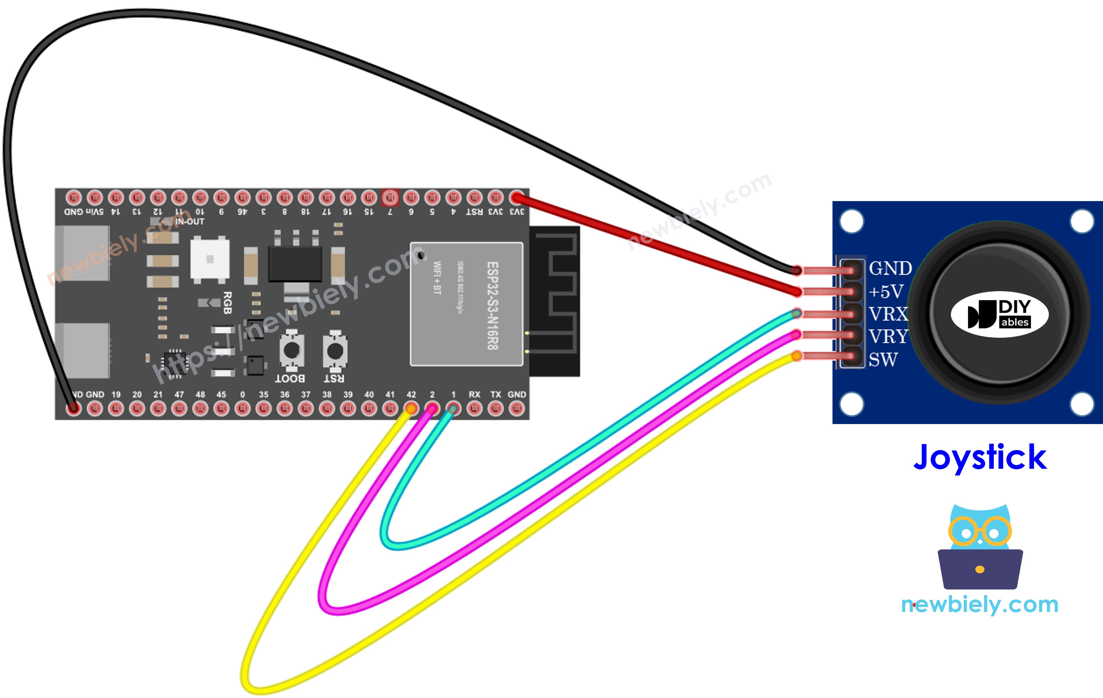 ESP32 S3 Joystick Wiring Diagram