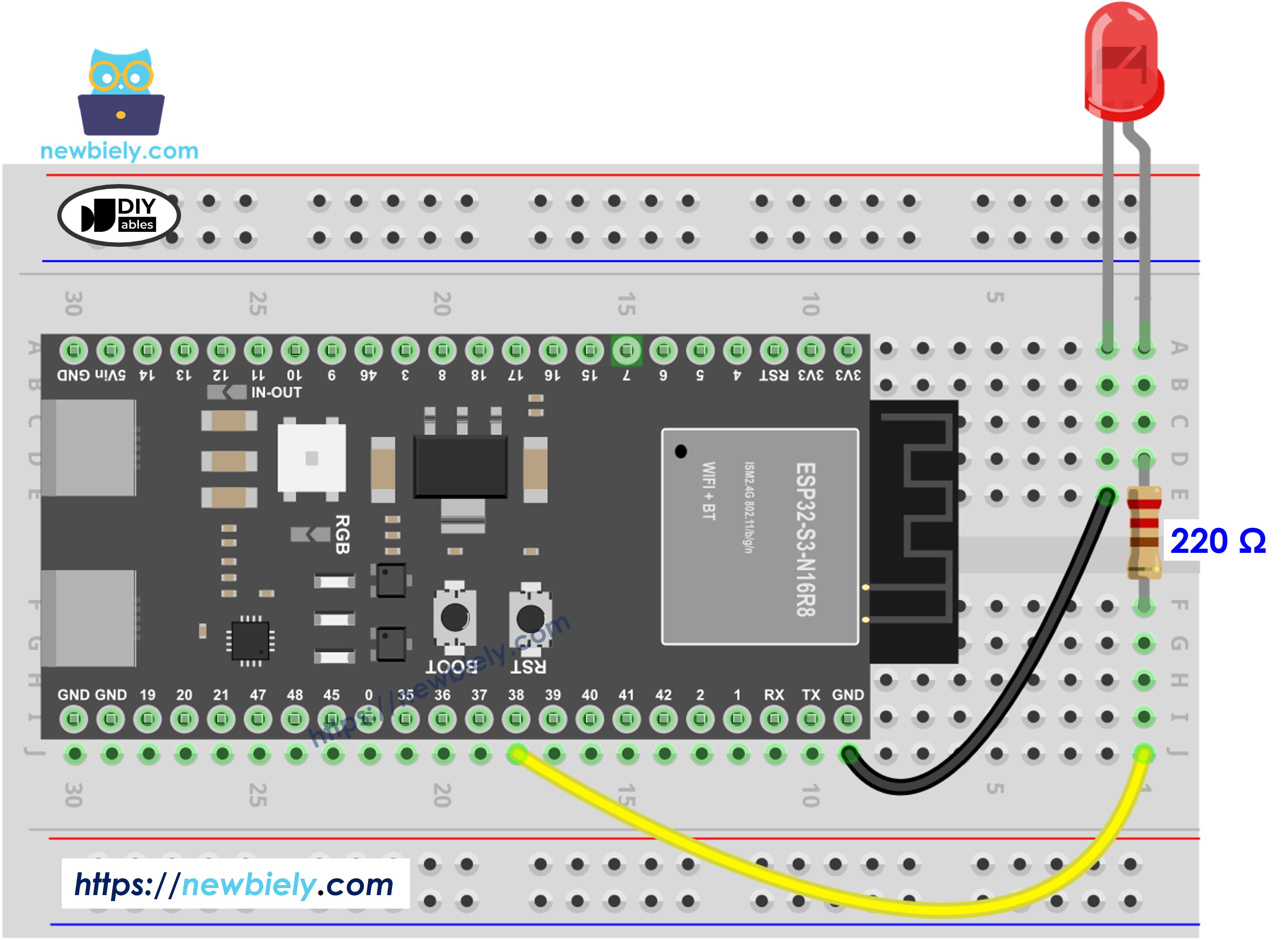 Schéma de Câblage LED ESP32 S3