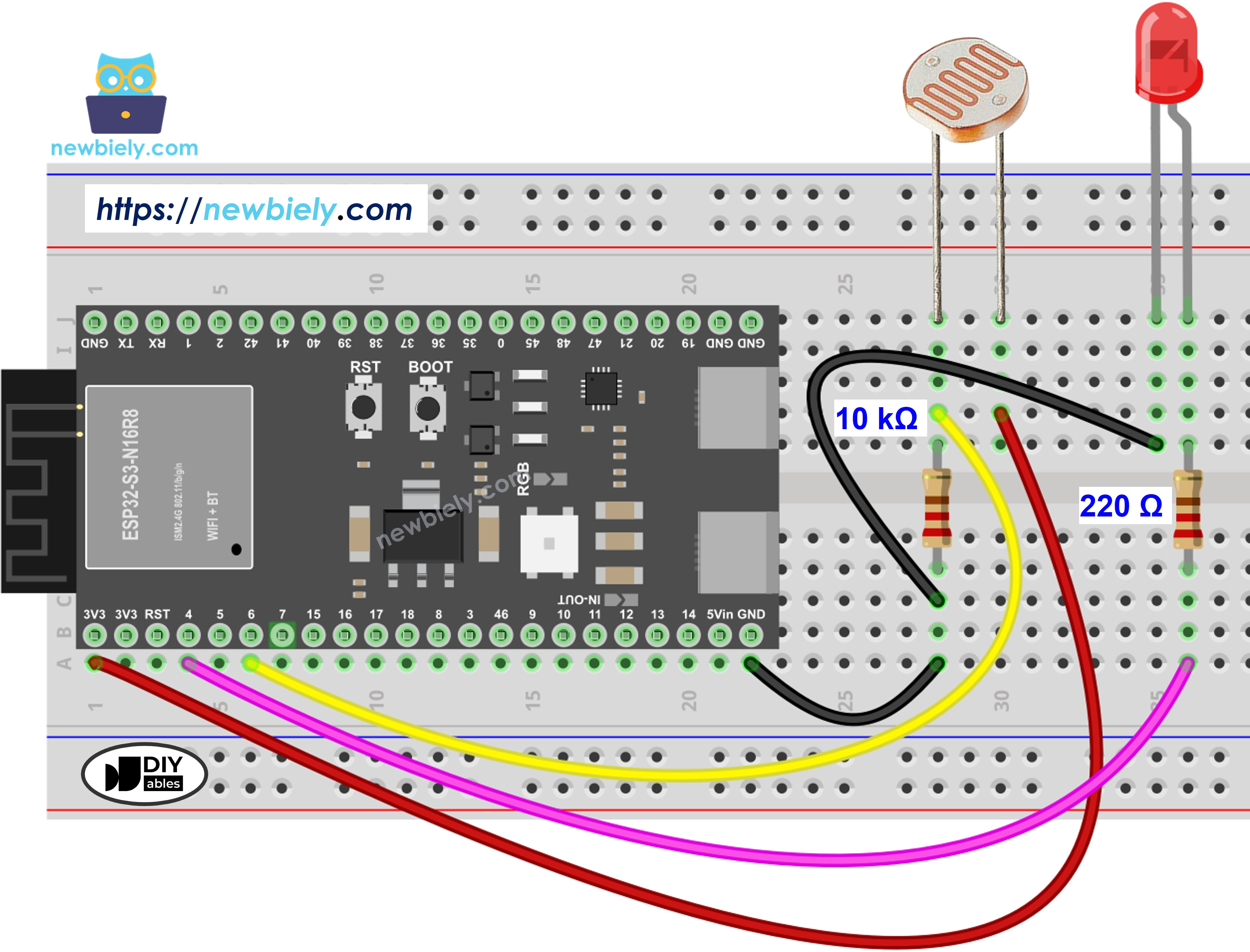 Schéma de Câblage Capteur de Lumière LED ESP32 S3