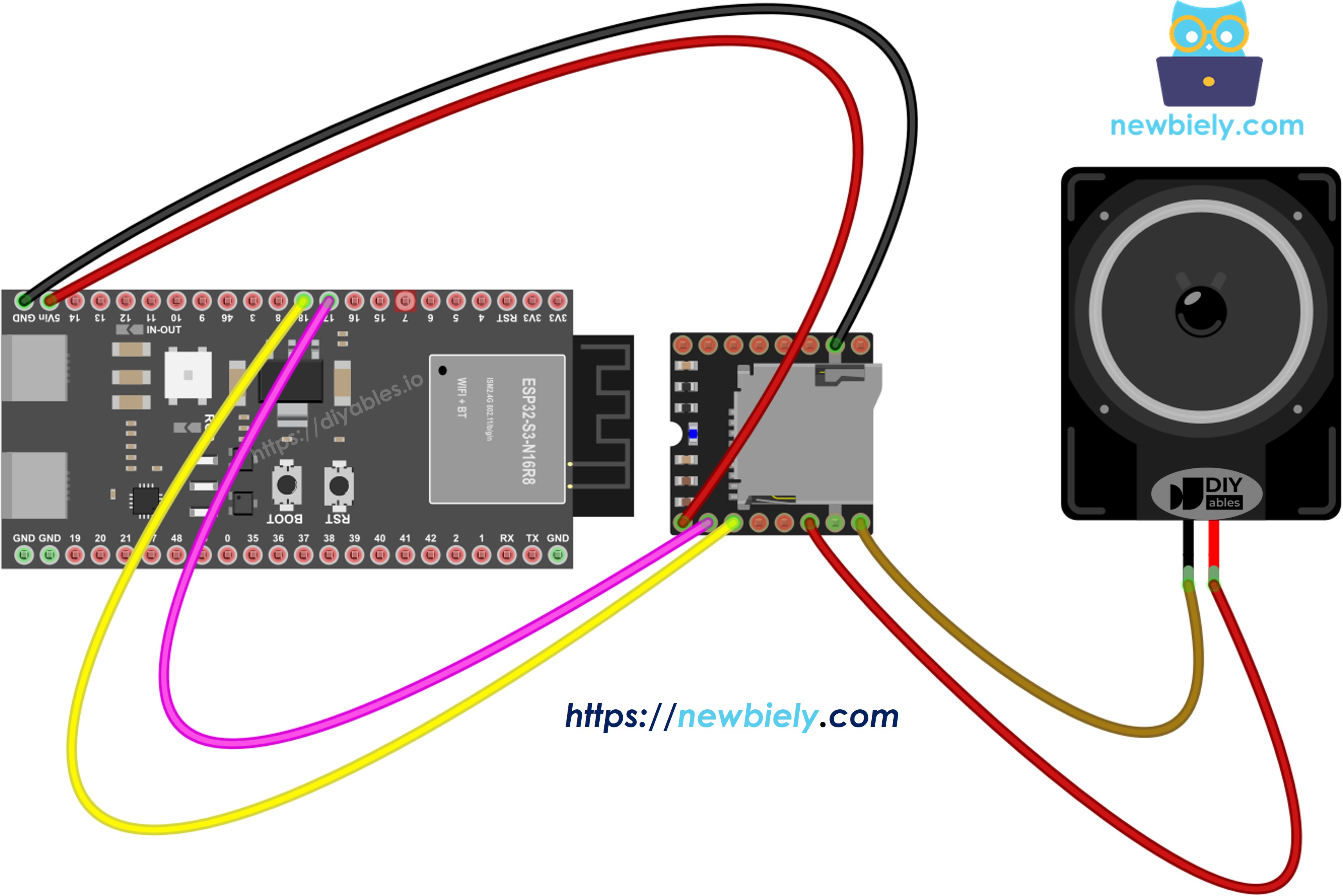 ESP32 S3 Mini Mp3 Player wiring diagram