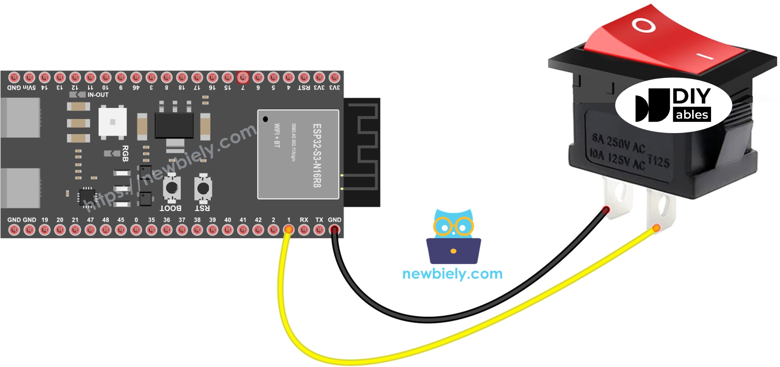 ESP32 S3 ON/OFF Switch Wiring Diagram