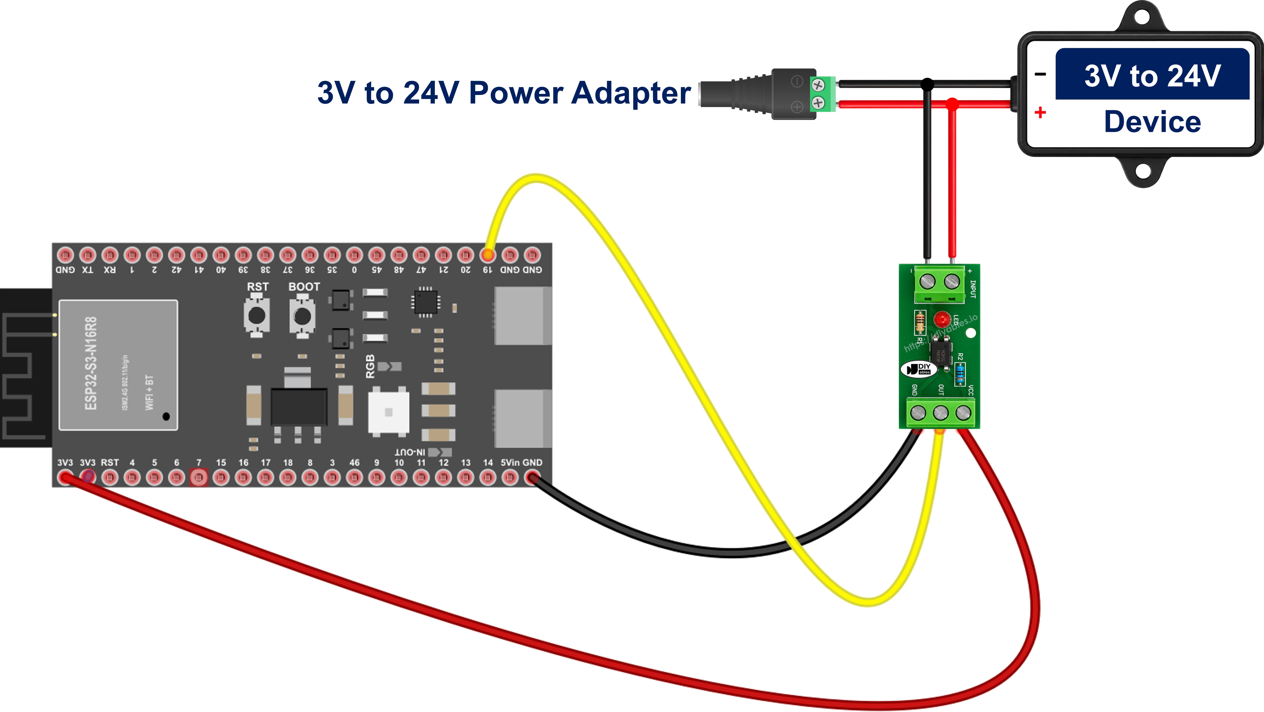 ESP32 S3 PC817 optocoupler isolation module wiring diagram