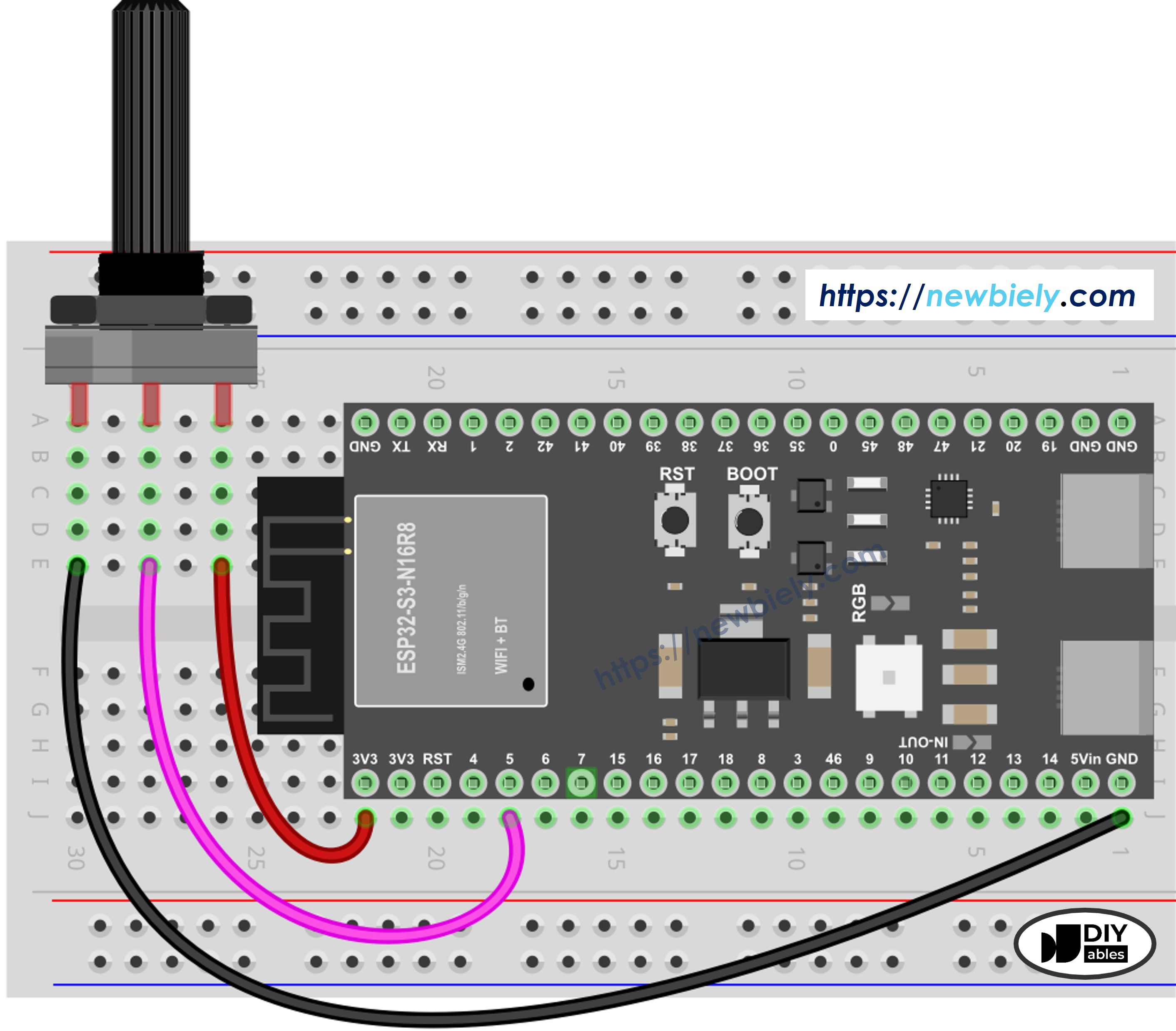 ESP32 S3 Potentiometer Wiring Diagram