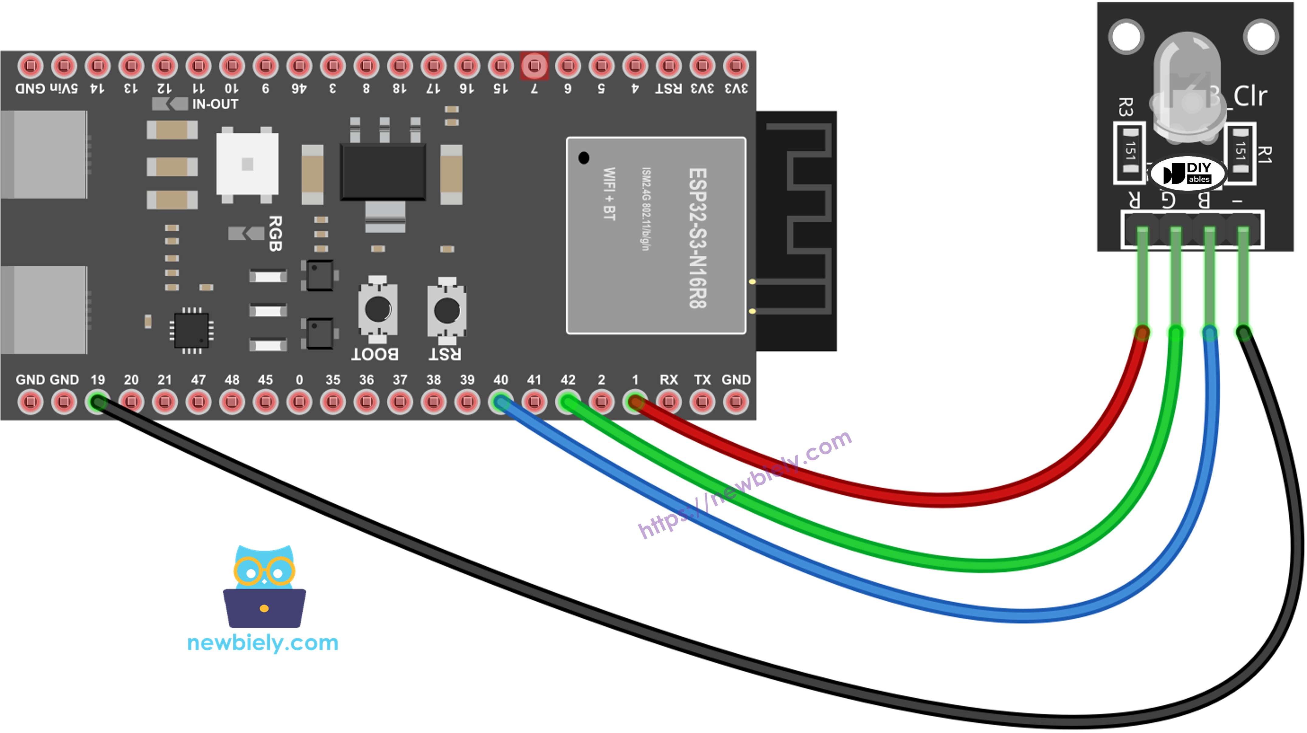 Schéma de câblage du module LED RGB ESP32 S3