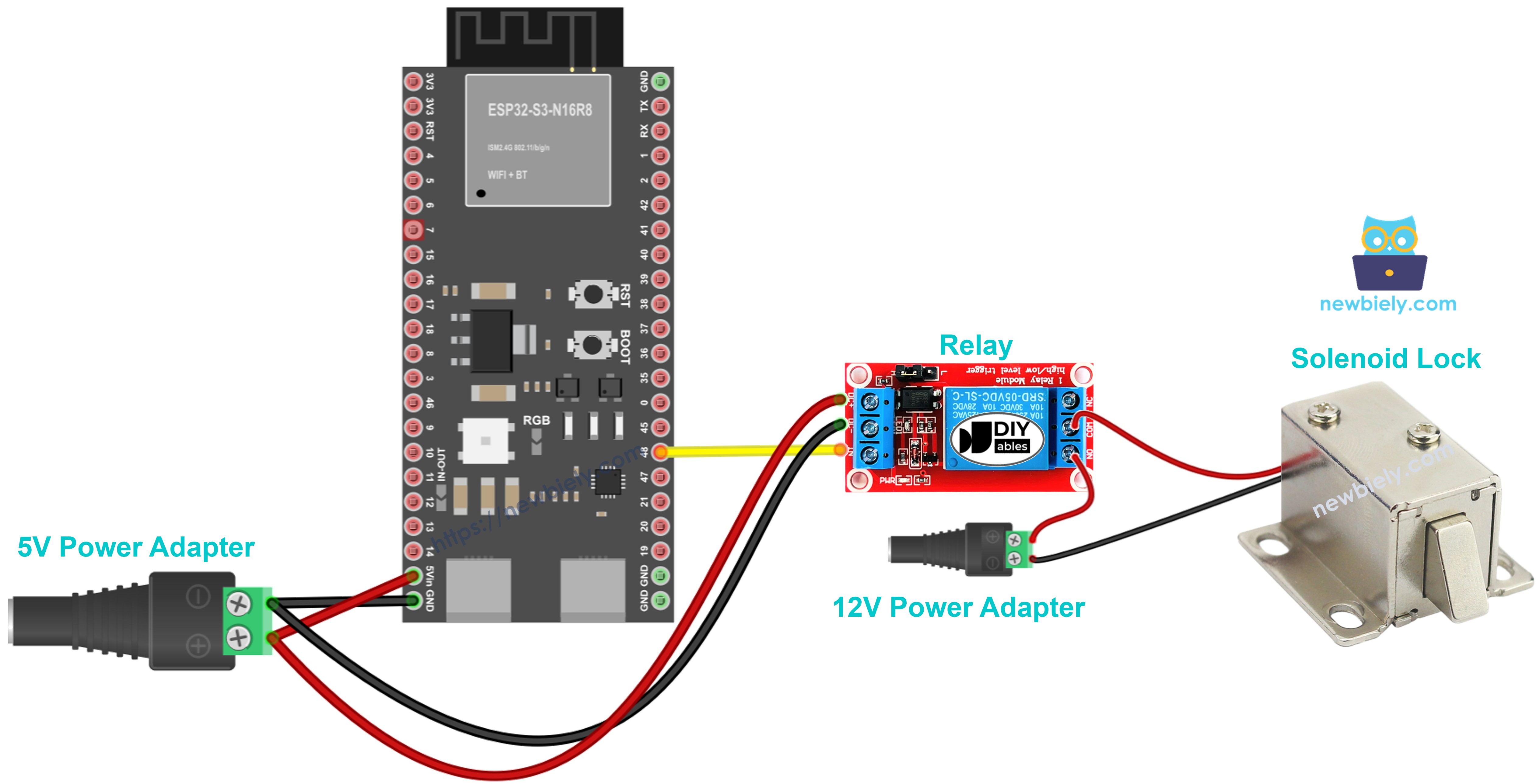 ESP32 S3 Solenoid Lock Wiring Diagram