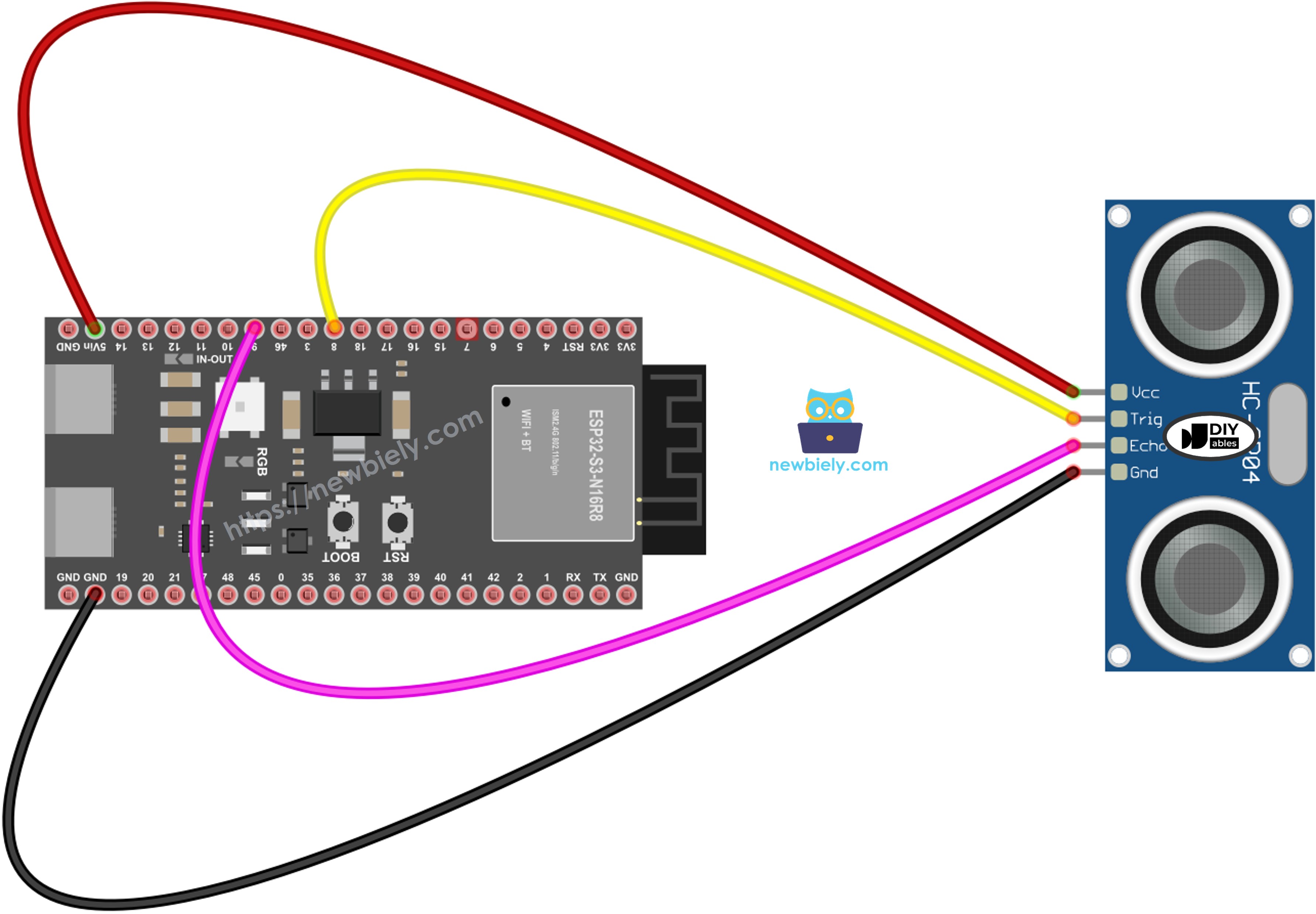 ESP32 S3 ultrasonic sensor wiring diagram