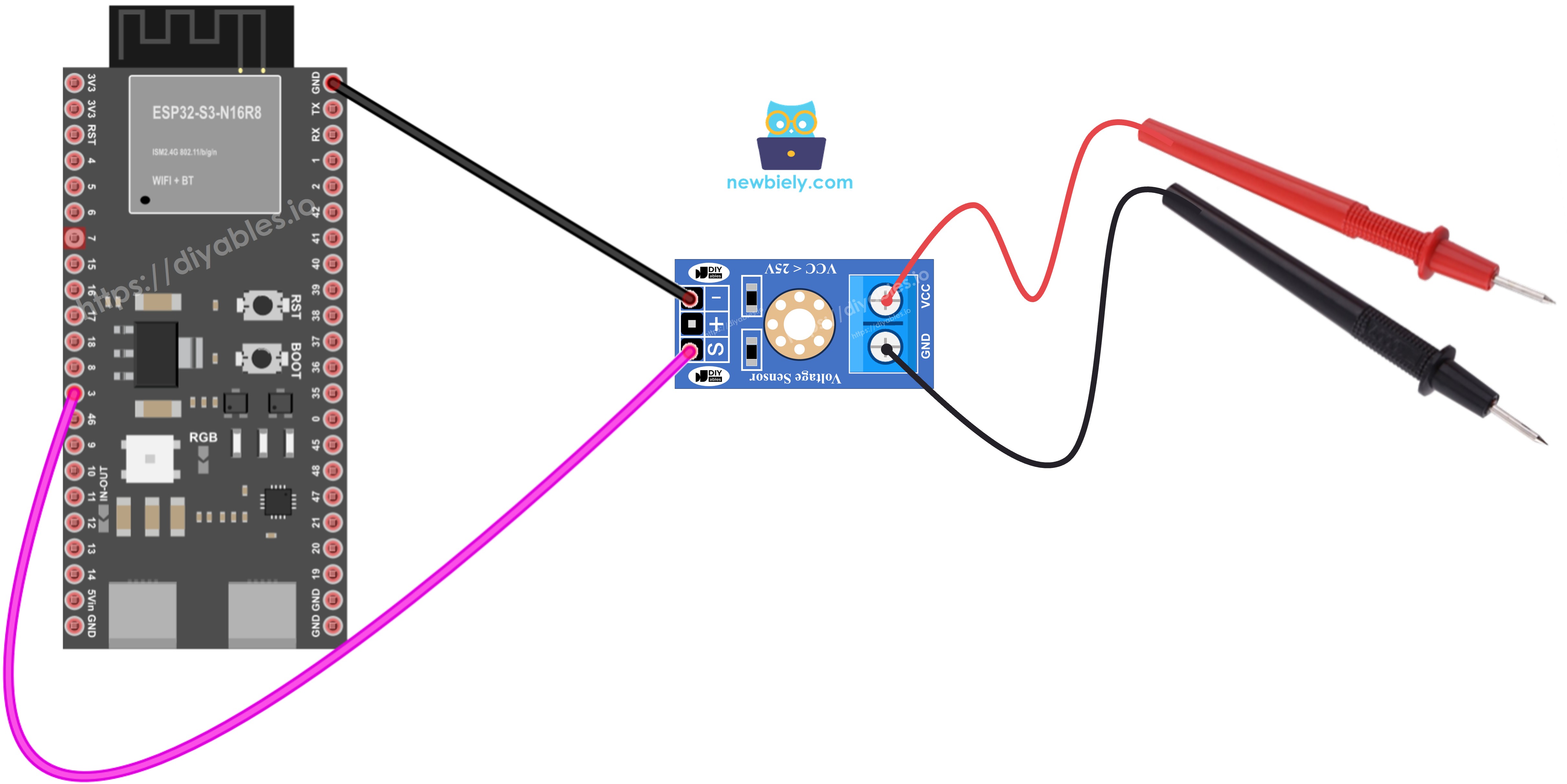 ESP32 S3 Voltage Sensor Wiring Diagram