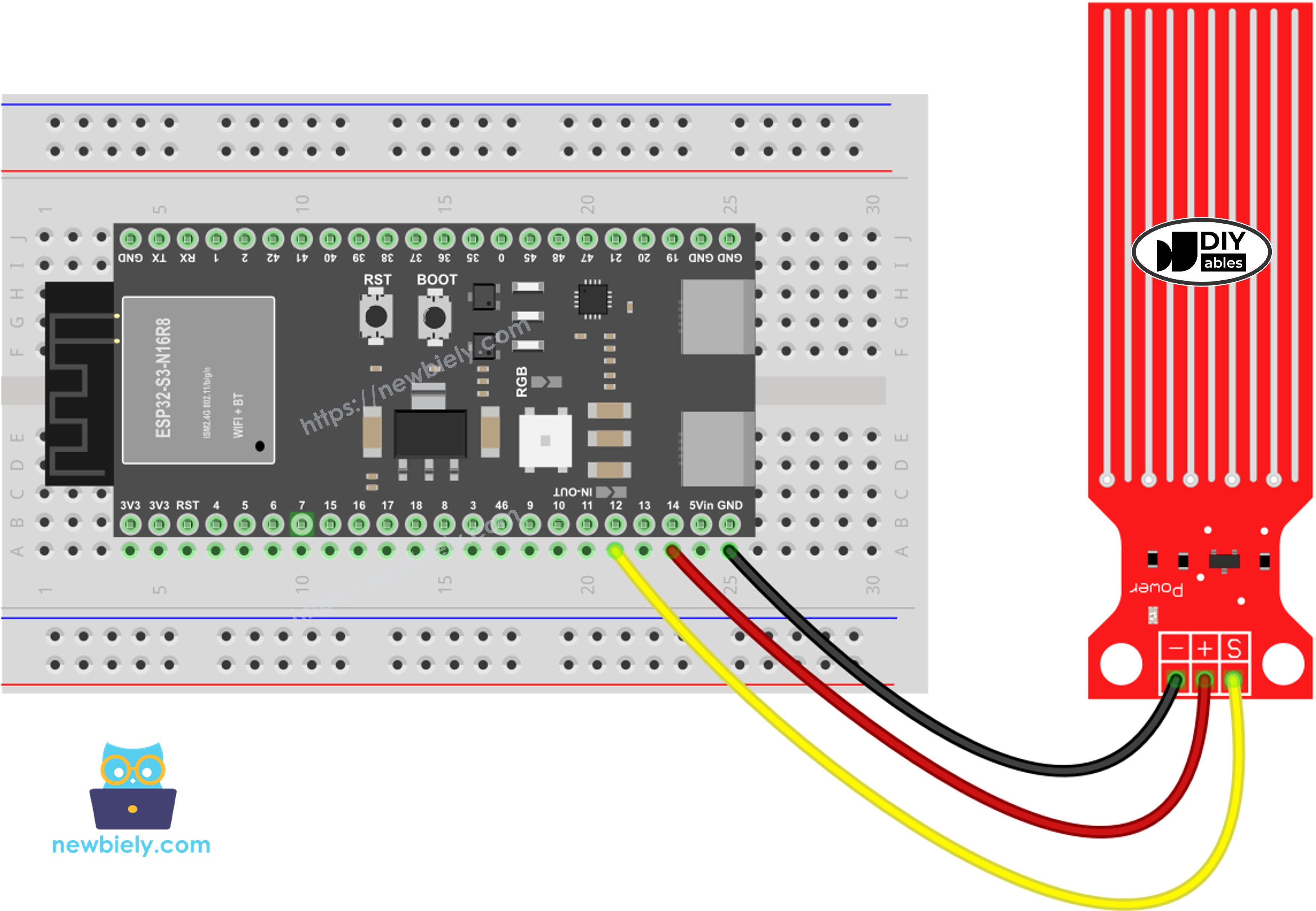 ESP32 S3 Water Sensor wiring diagram