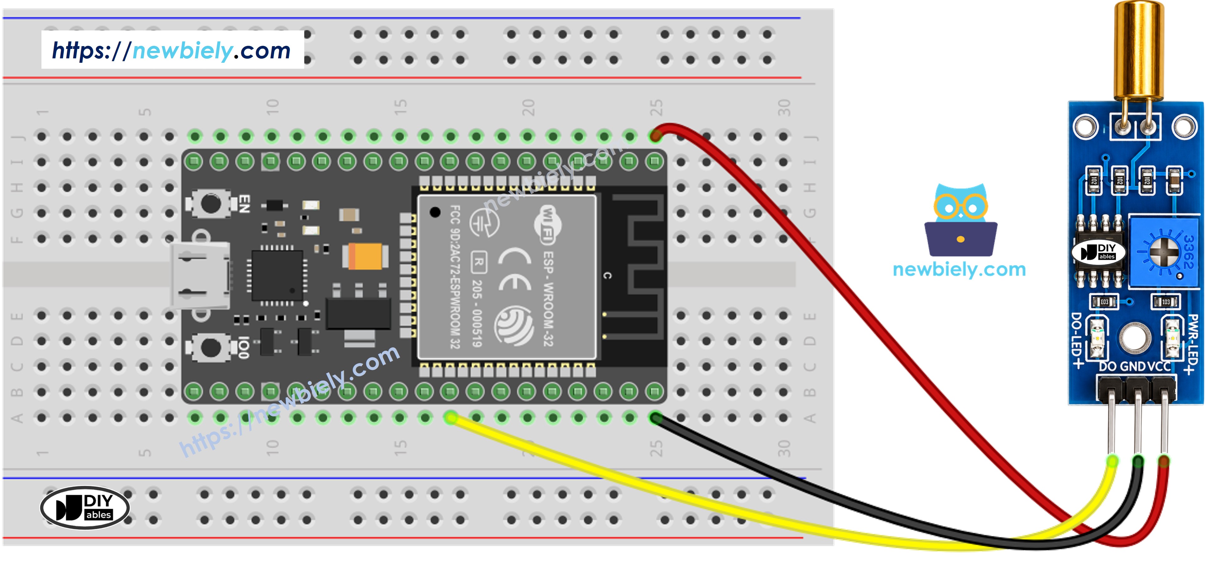 Schéma de Câblage ESP32 Capteur d'Inclinaison SW520D