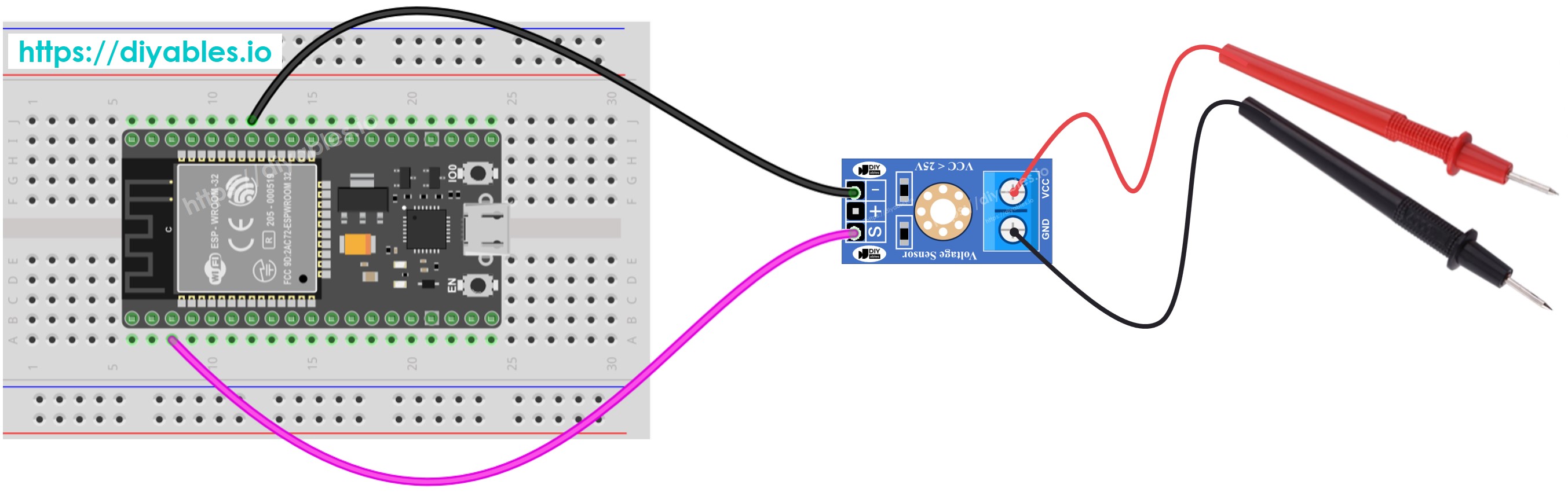 Diagramme de câblage du capteur de tension ESP32