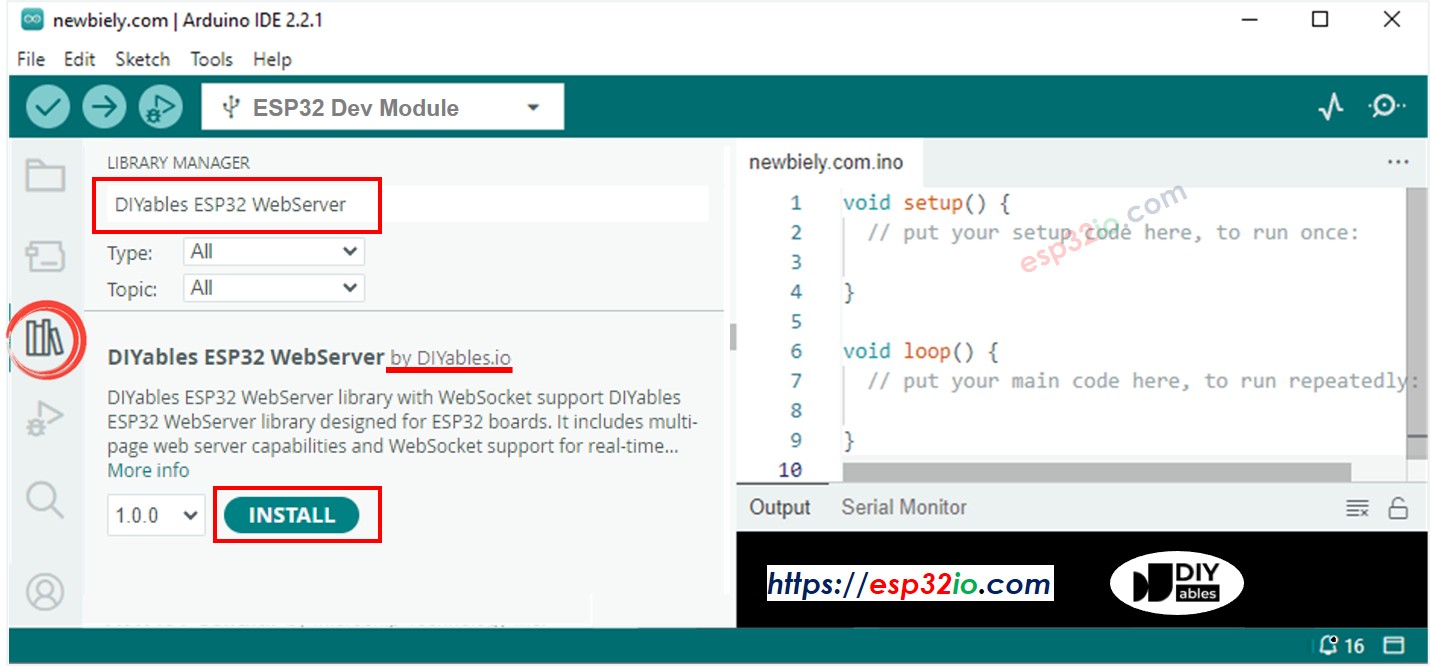Bibliothèque DIYables ESP32 WebServer ESP32