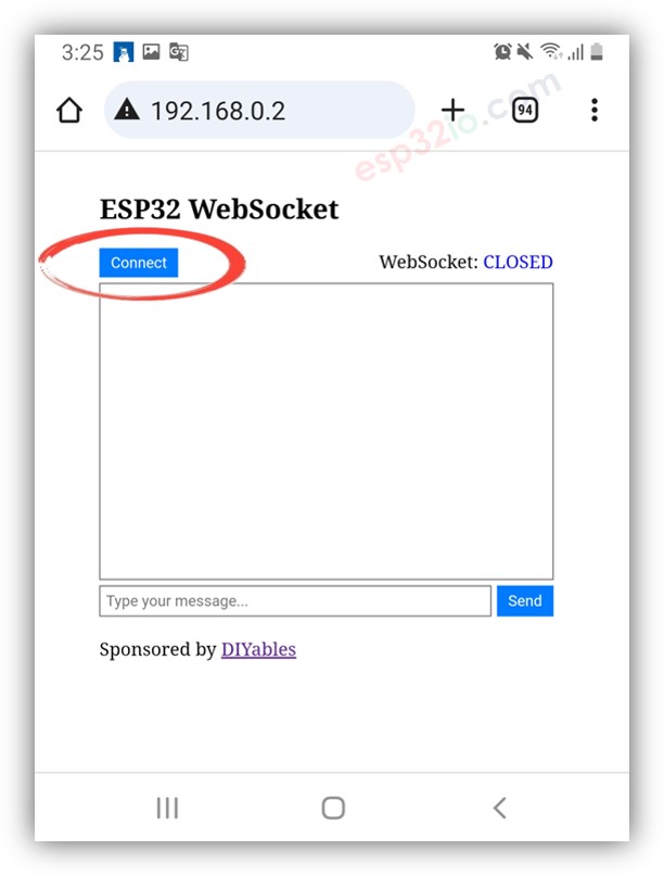 Navigateur web ESP32 websocket