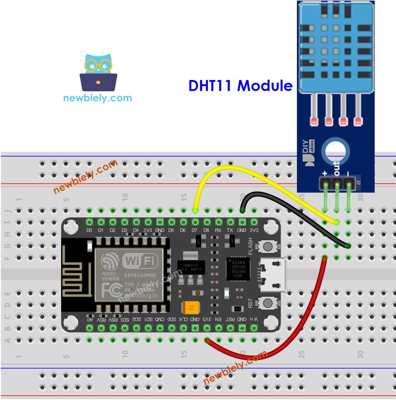 Schéma de câblage du module de température et d'humidité ESP8266 NodeMCU DHT11