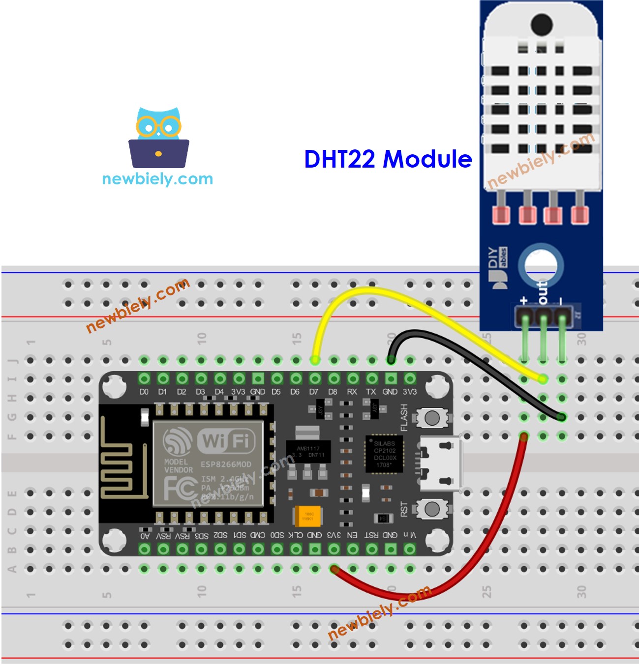 Schéma de câblage du module de température et d'humidité ESP8266 NodeMCU DHT22