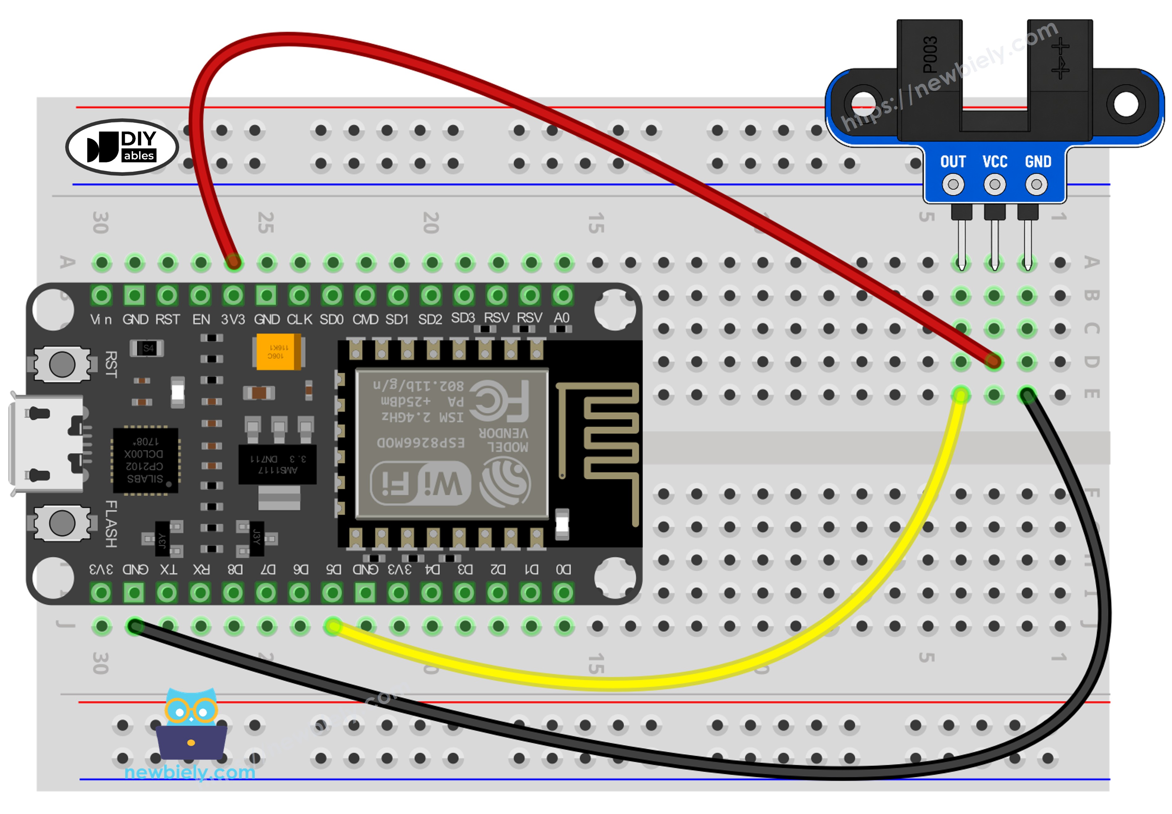 Schéma de câblage ESP8266 NodeMCU NodeMCU et capteur de vitesse optique à fente IR