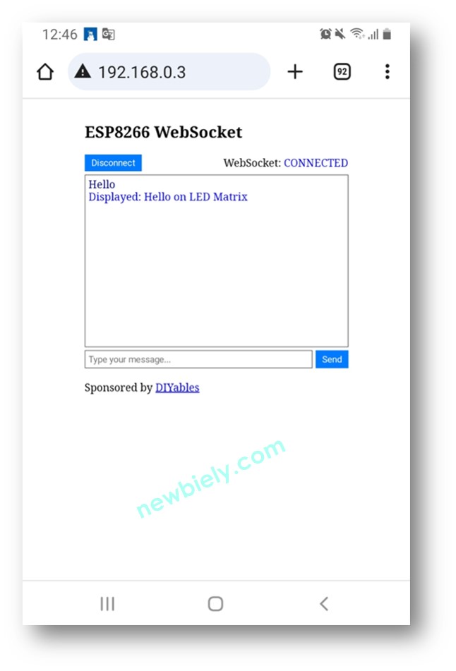 Serveur de chat websocket ESP8266 NodeMCU