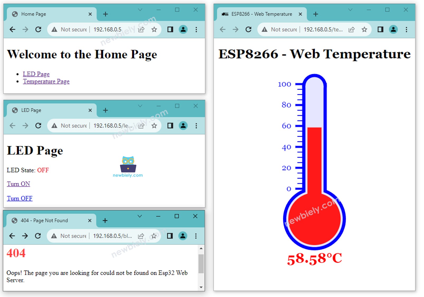 ESP8266 NodeMCU pages web multiples