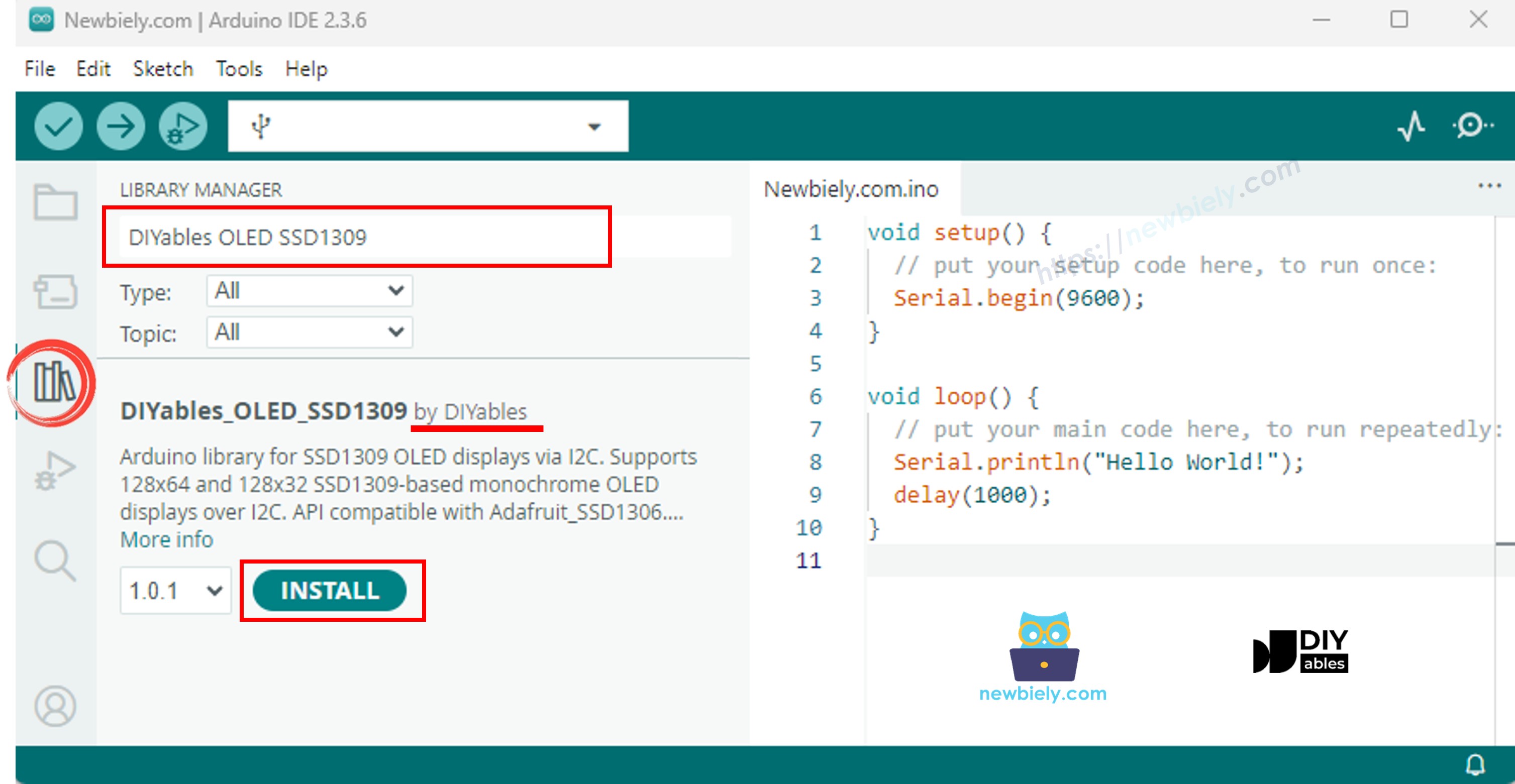 Bibliothèque OLED SSD1309 pour ESP8266 NodeMCU