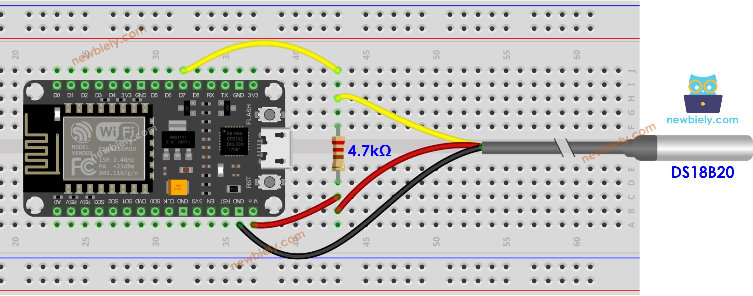 Schéma de câblage du capteur de température ESP8266 NodeMCU