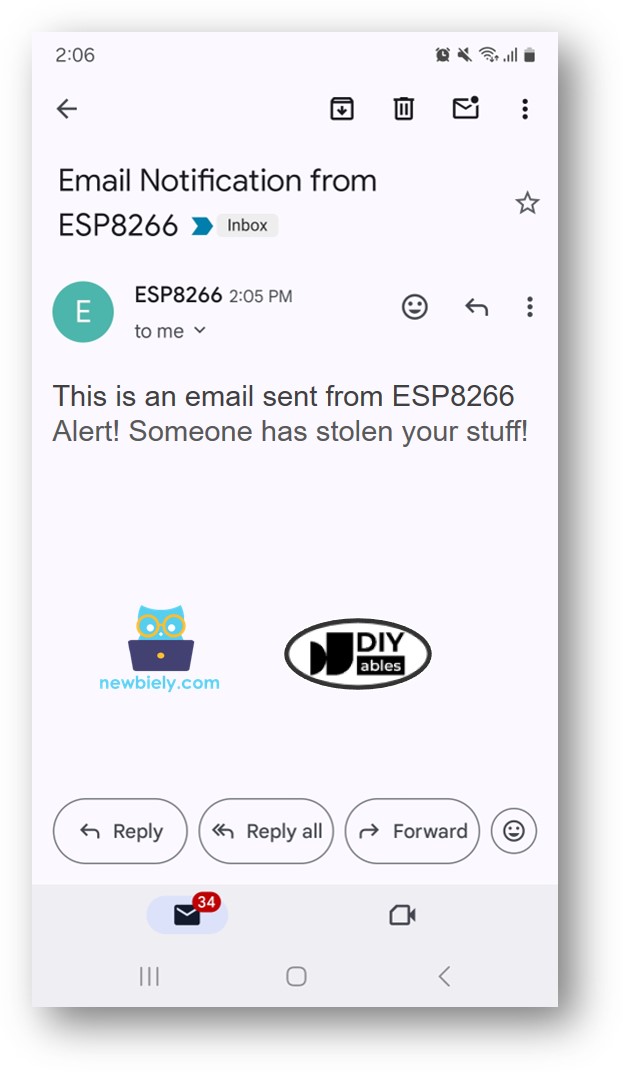 ESP8266 NodeMCU détection de vol par e-mail