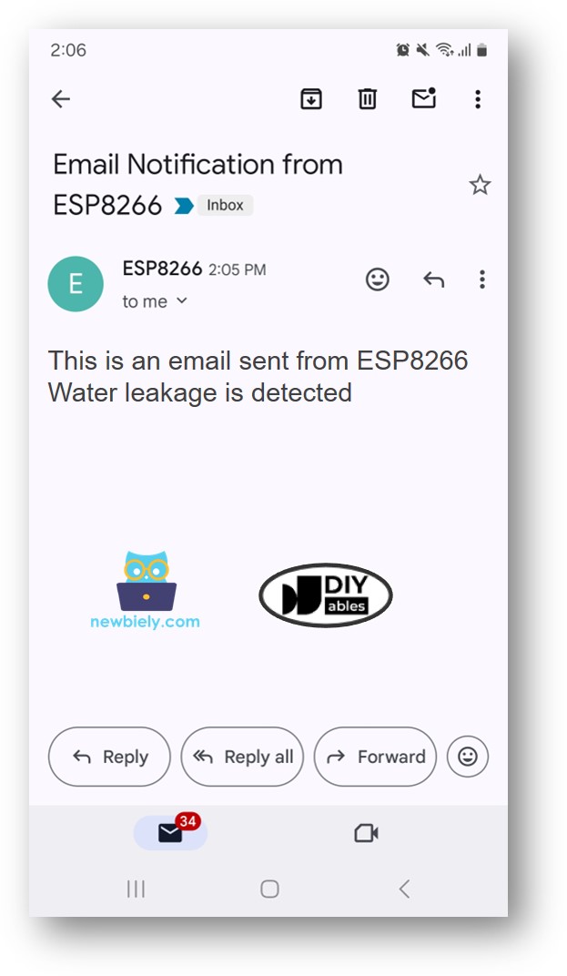 Capteur d'eau ESP8266 NodeMCU email