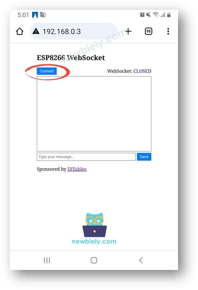 Navigateur web websocket ESP8266 NodeMCU