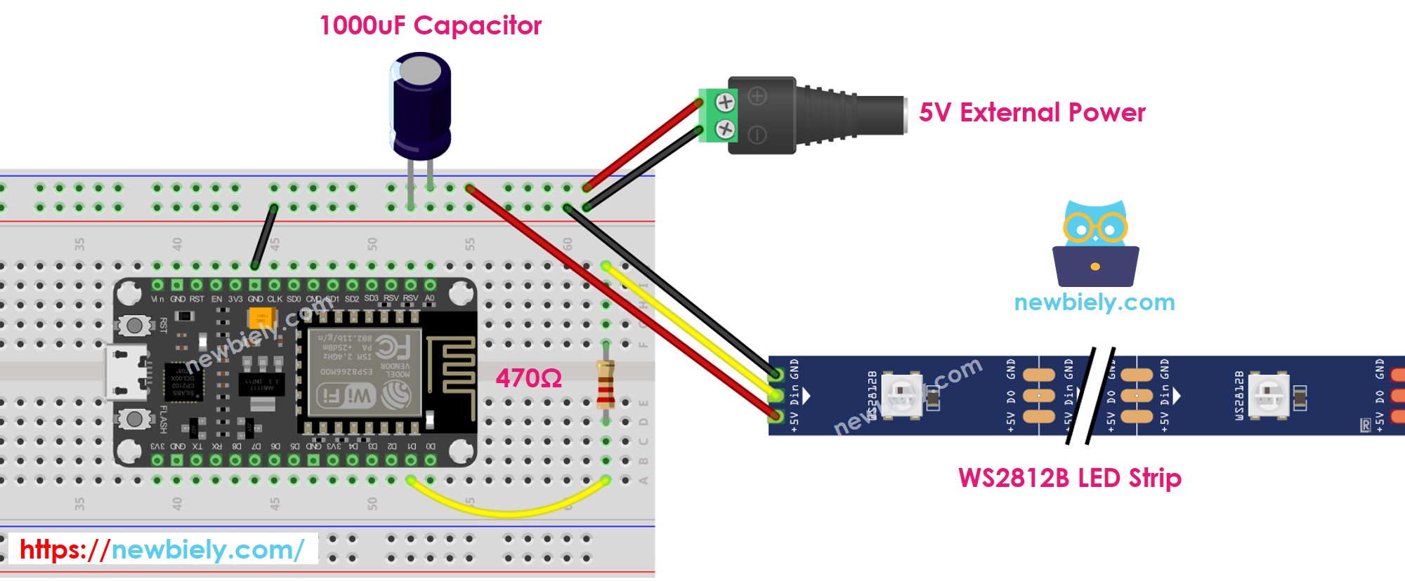 Schéma de câblage du ruban à LED RGB WS2812B ESP8266 NodeMCU