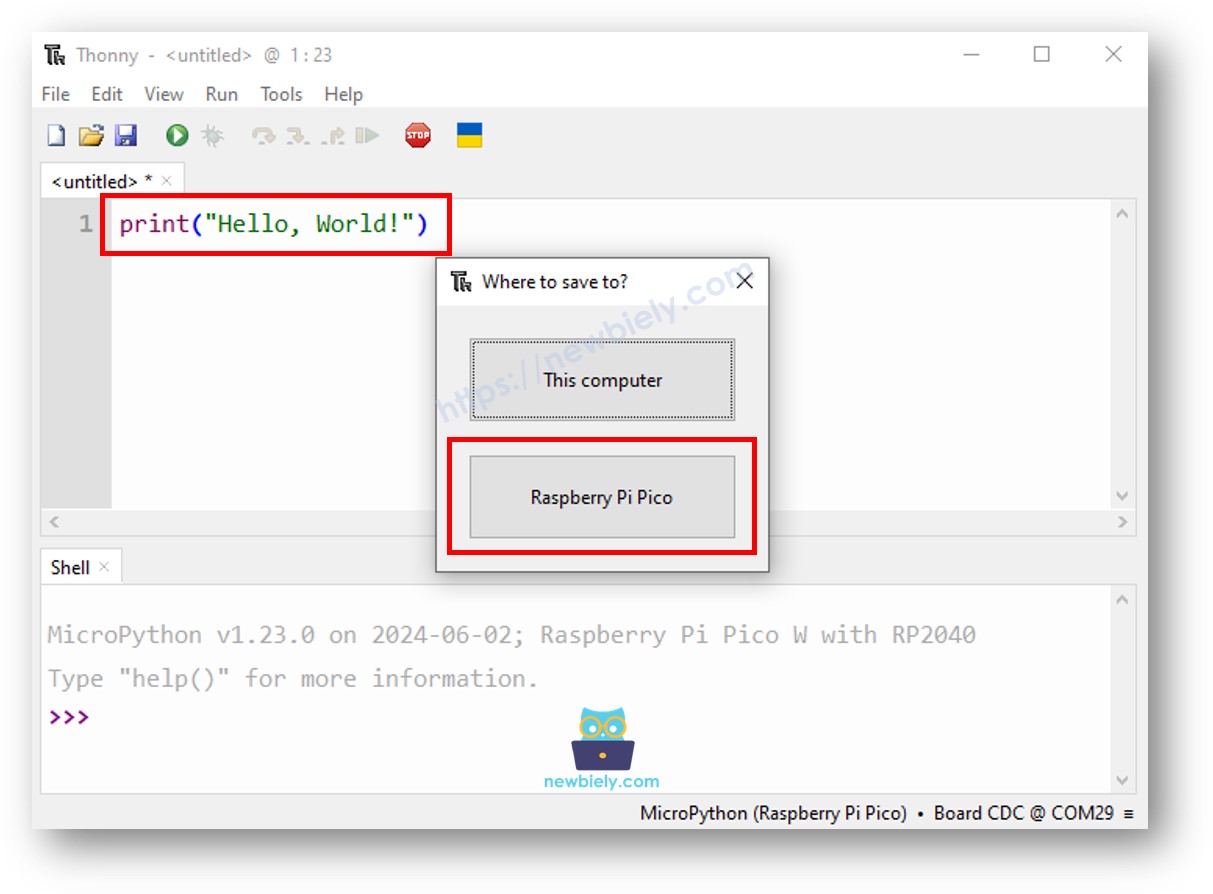 Thonny IDE - Comment téléverser du code