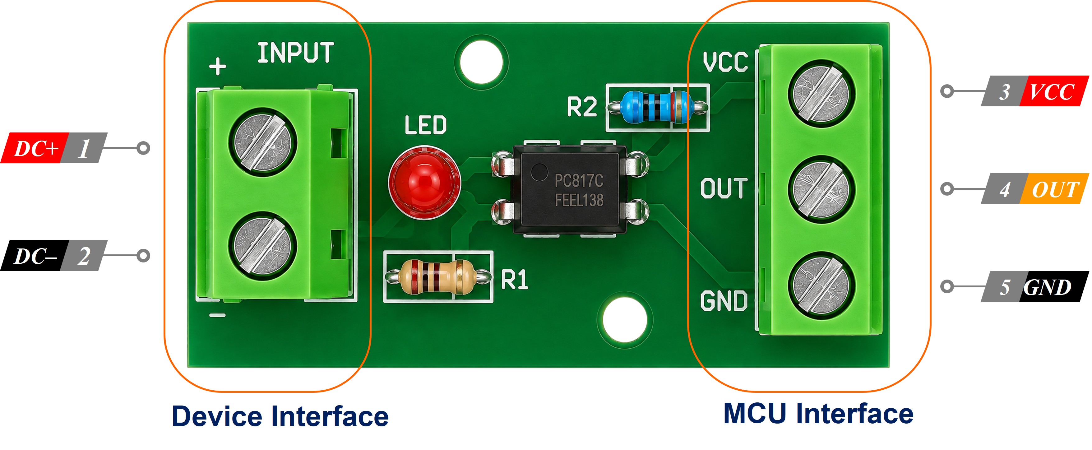 PC817 optocoupler pinout for ESP32 S3 isolated input