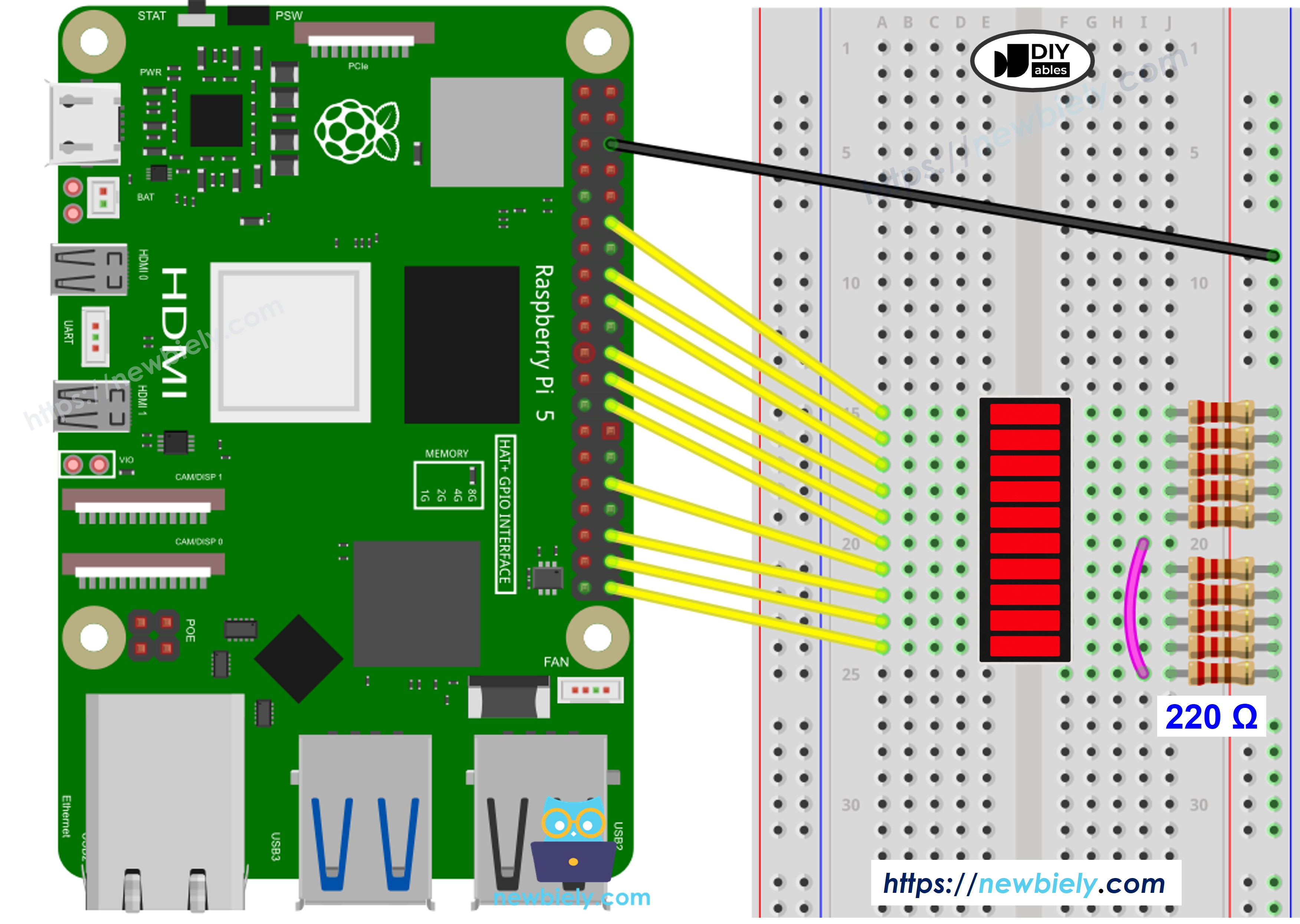 Schéma de câblage Raspberry Pi bargraphe LED