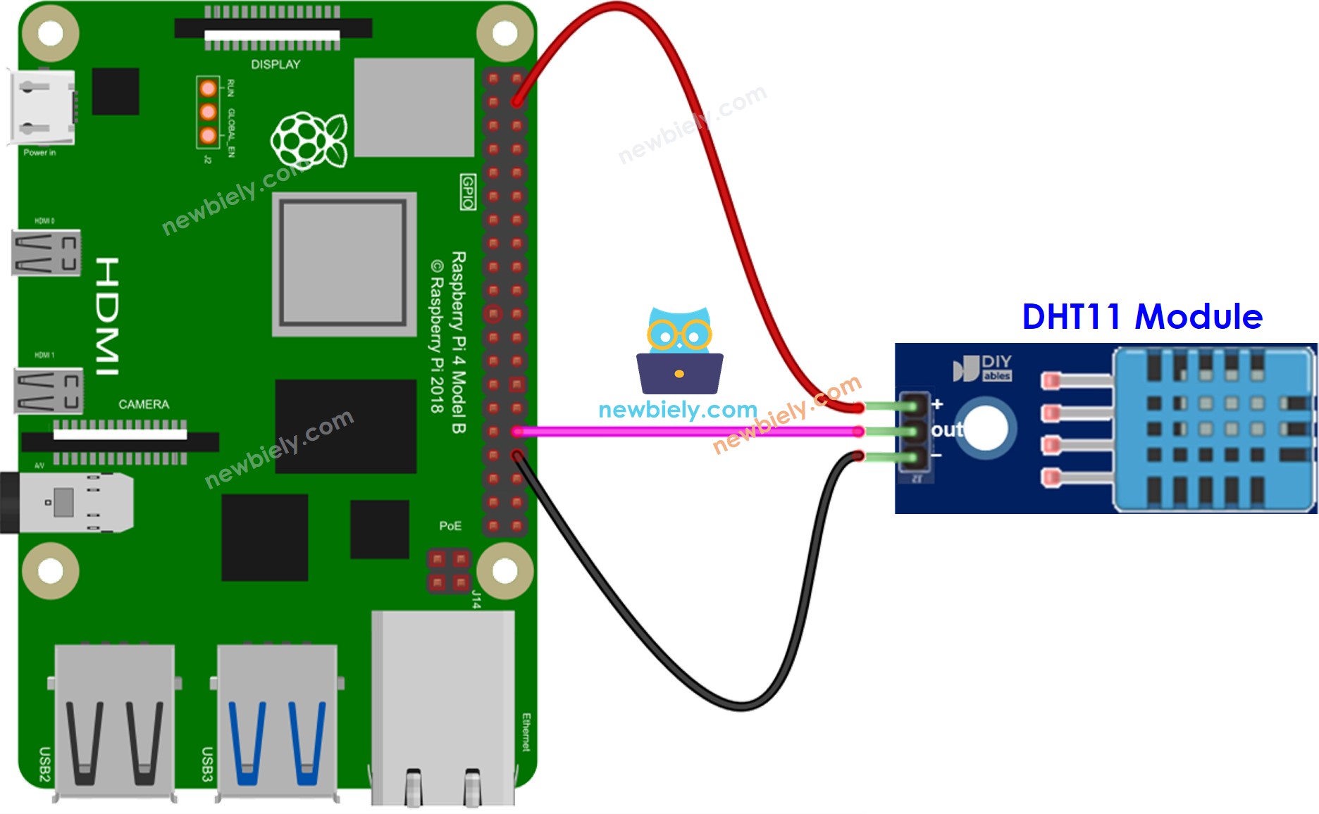 Schéma de câblage du module de température et d'humidité DHT11 pour Raspberry Pi