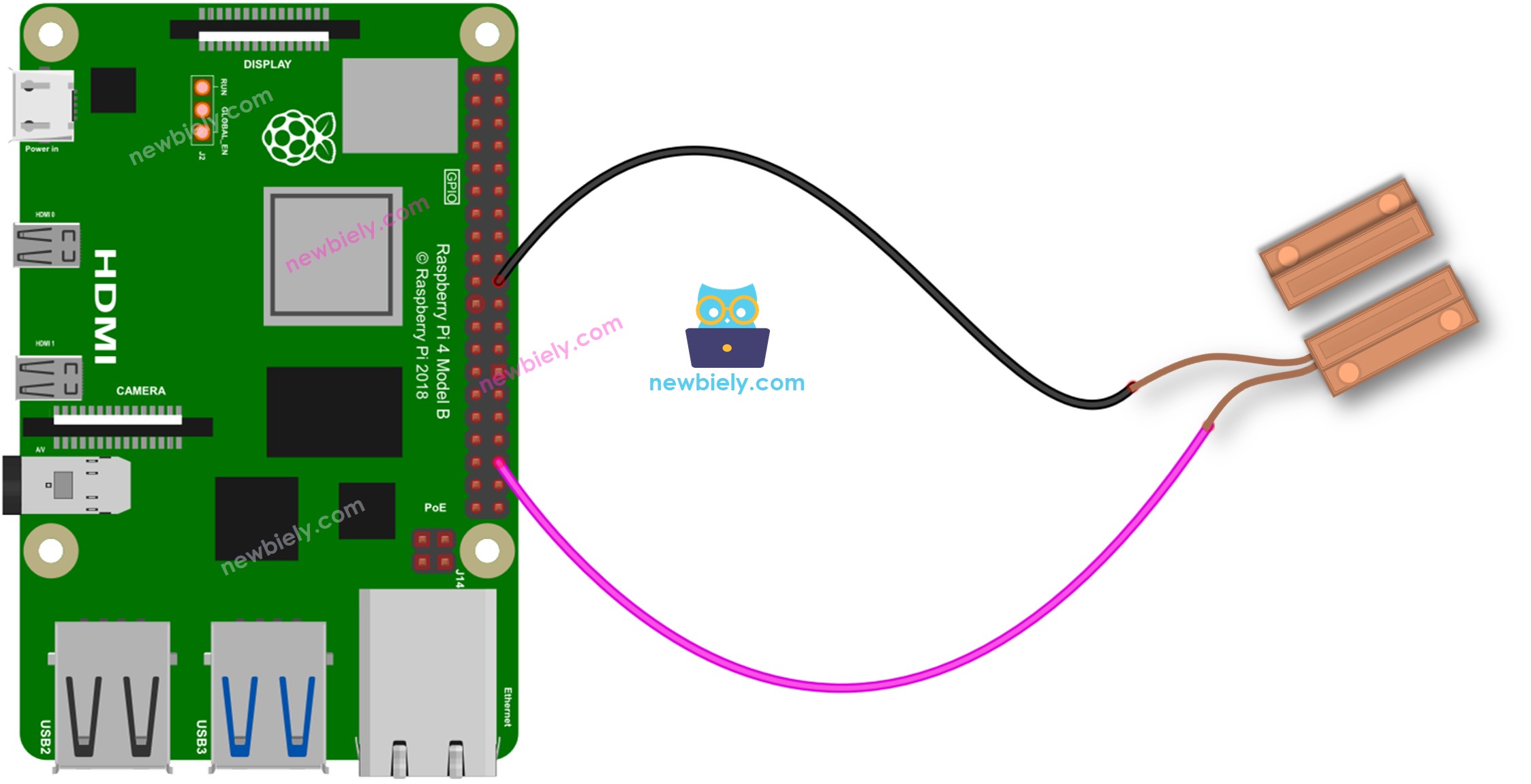 Schéma de câblage du capteur de porte Raspberry Pi