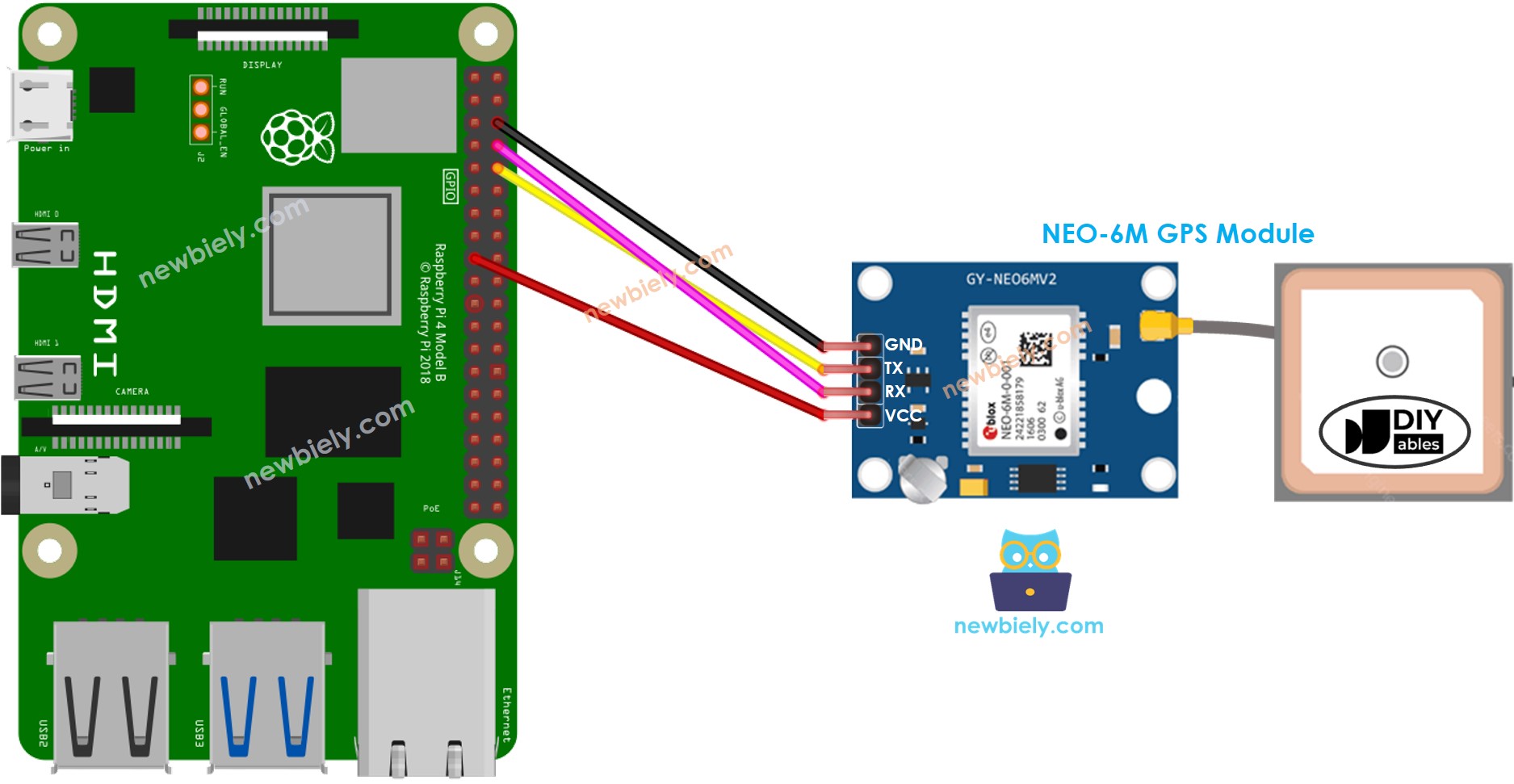 Schéma de câblage du module GPS Raspberry Pi