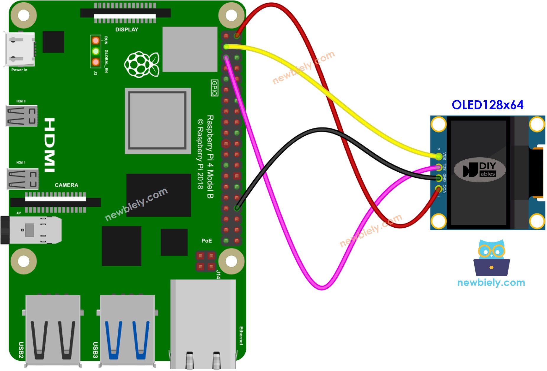 Diagramme de câblage OLED Raspberry Pi