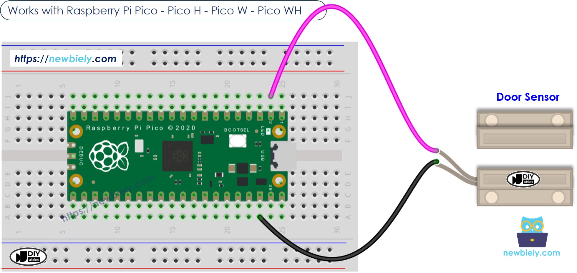 Schéma de câblage du capteur de porte Raspberry Pi Pico