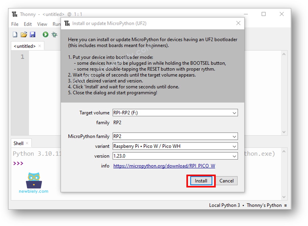Installation de MicroPython sur Raspberry Pi Pico