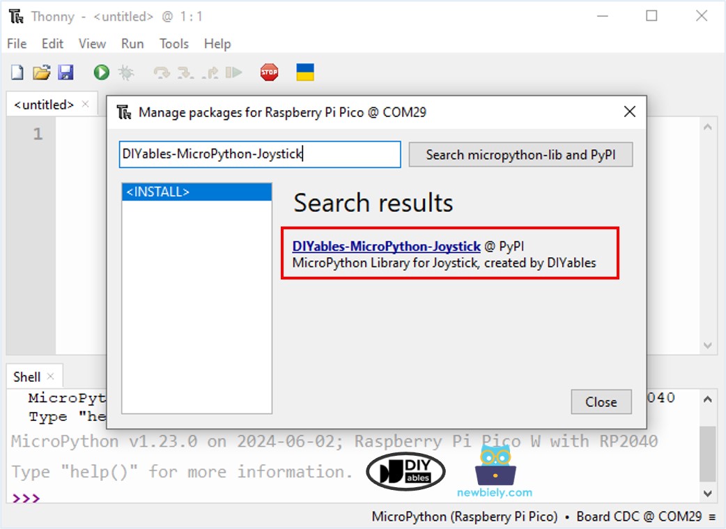 Bibliothèque de joystick Raspberry Pi Pico