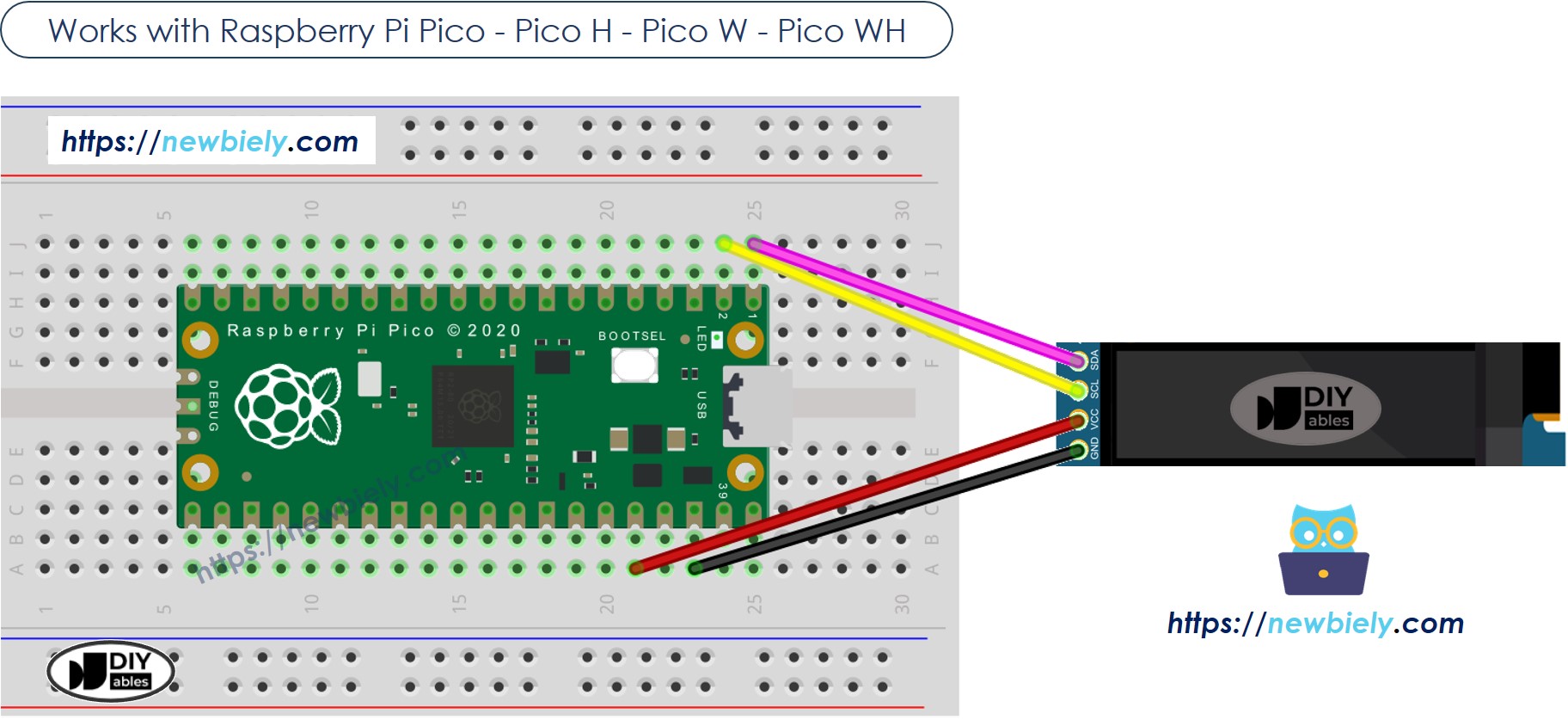 Schéma de câblage OLED 128x32 pour Raspberry Pi Pico
