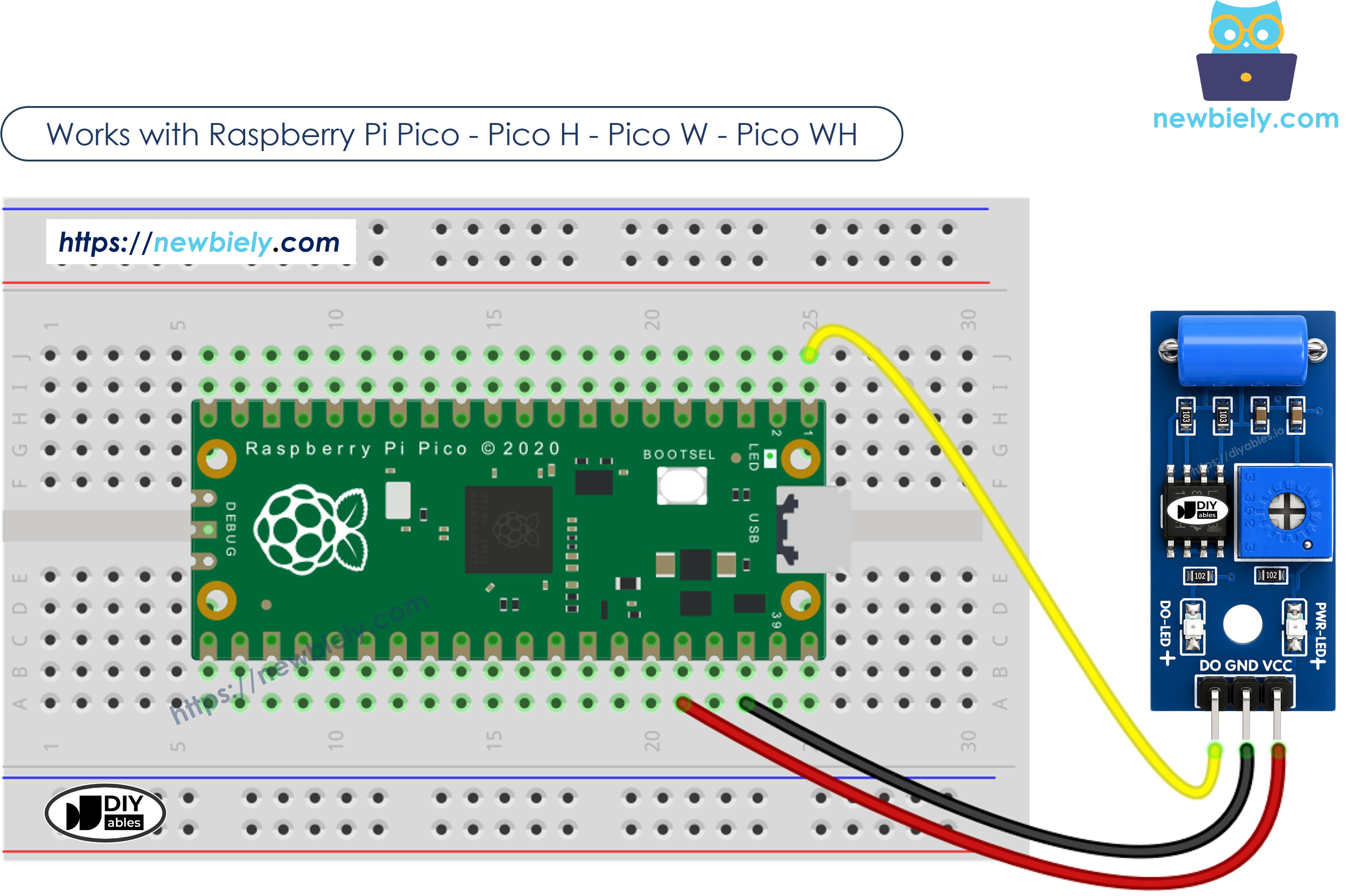 Schéma de Câblage du Raspberry Pi Pico et du Capteur de Vibration SW-420