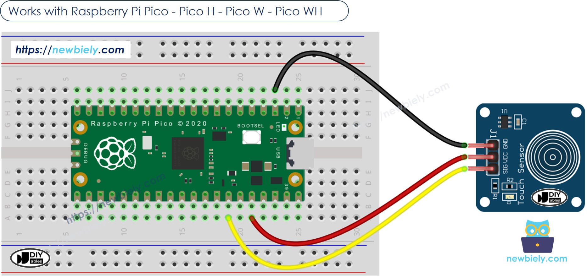 Schéma de câblage du capteur tactile du Raspberry Pi Pico