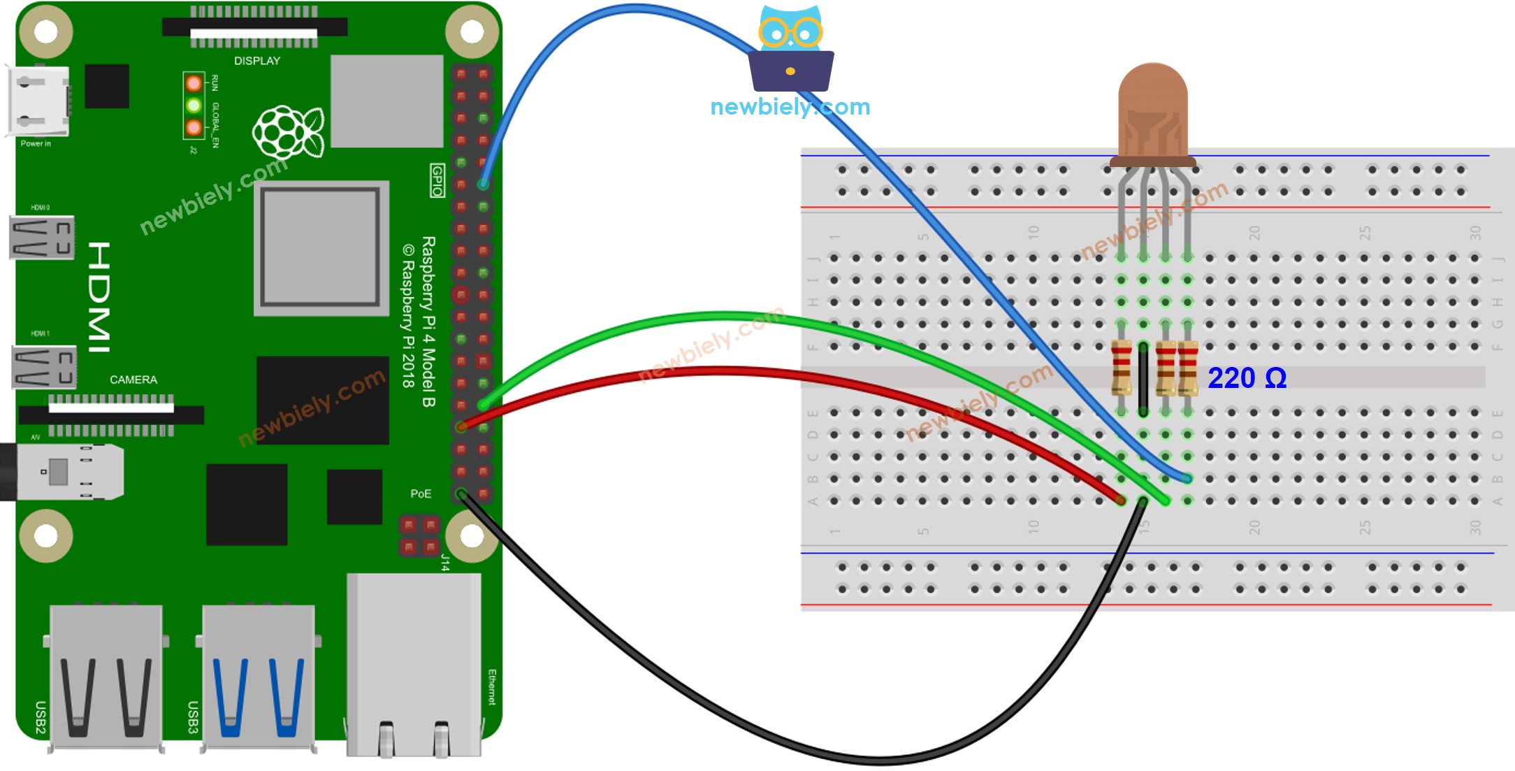 Schéma de câblage LED RVB Raspberry Pi